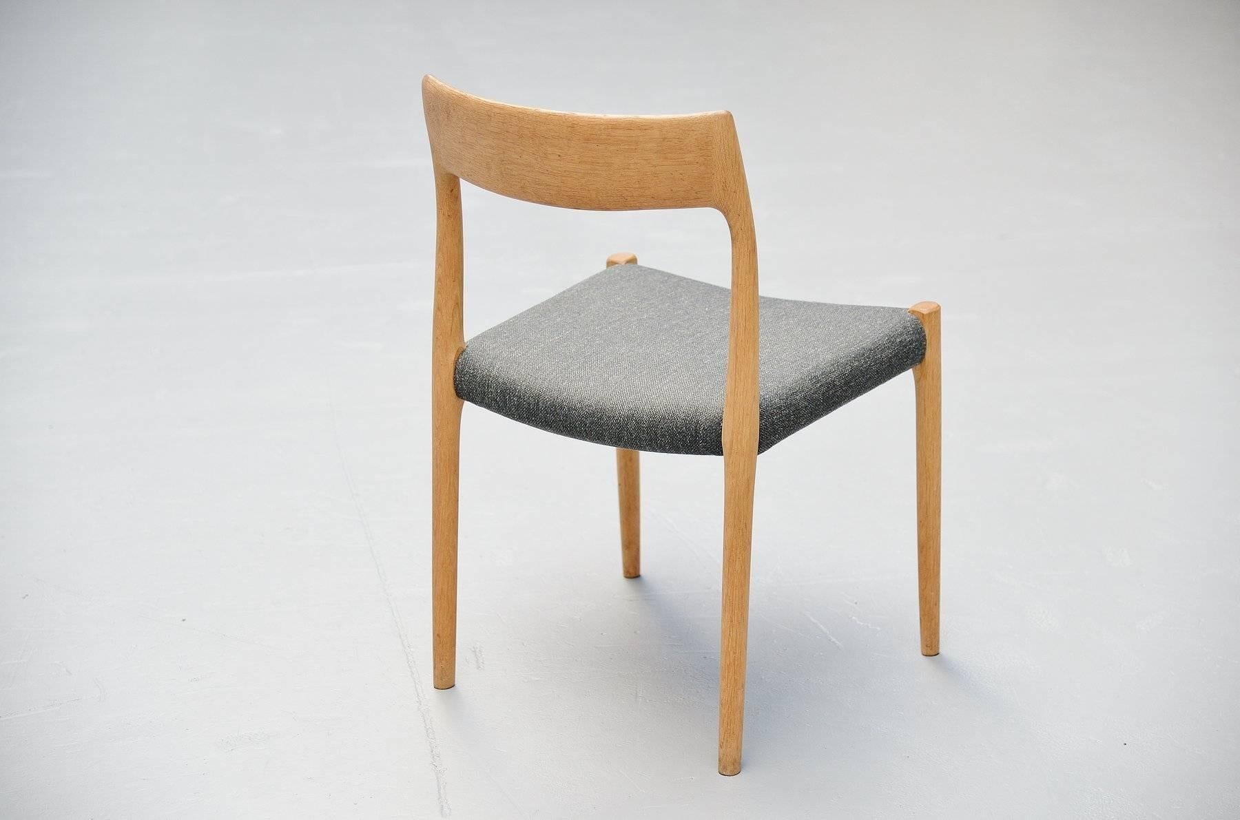 Danish Niels Moller Model 77 Chairs in Oak, Denmark, 1959