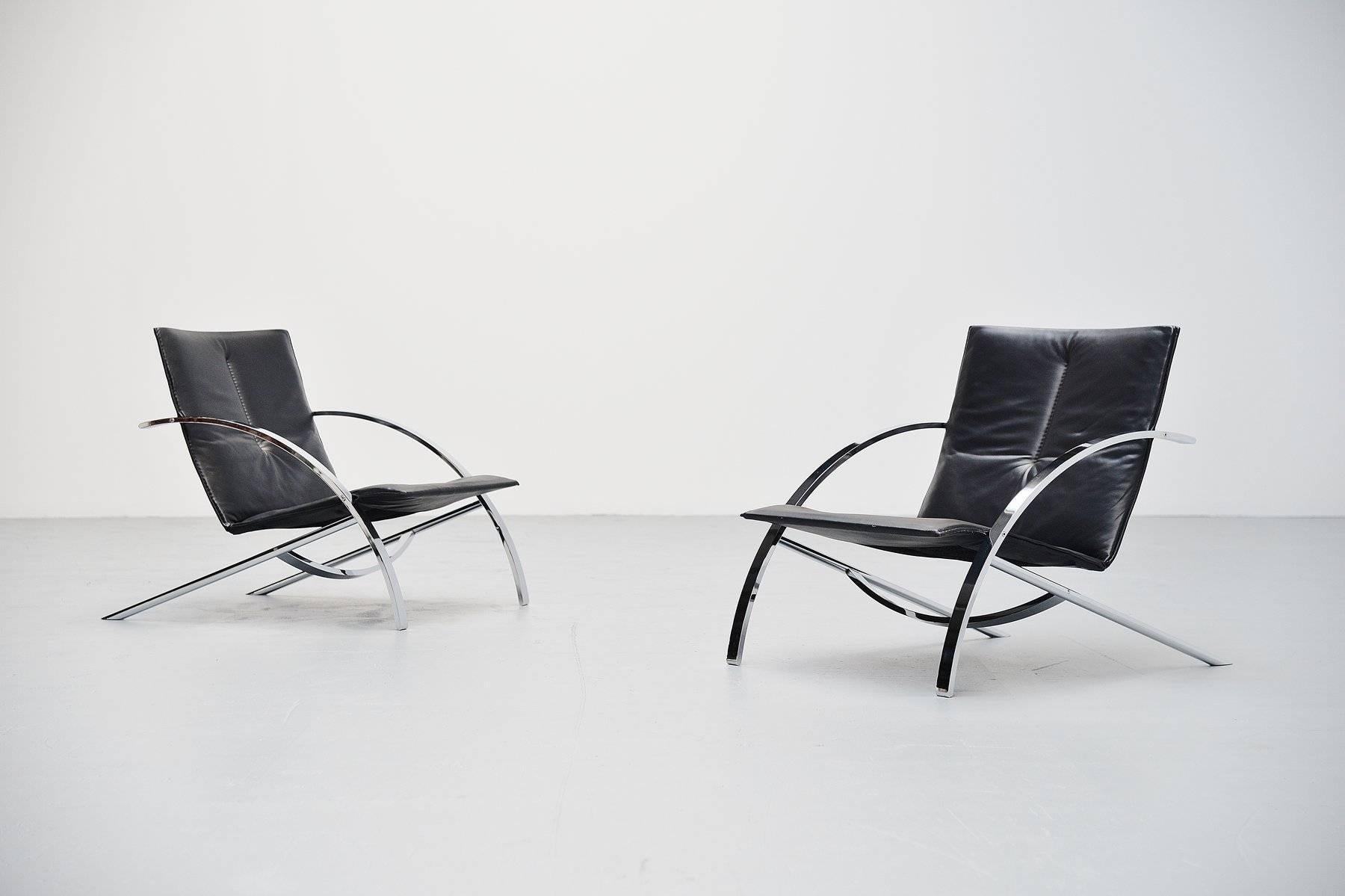 Swiss Paul Tuttle Arco Lounge Chair Pair for Strassle, 1976