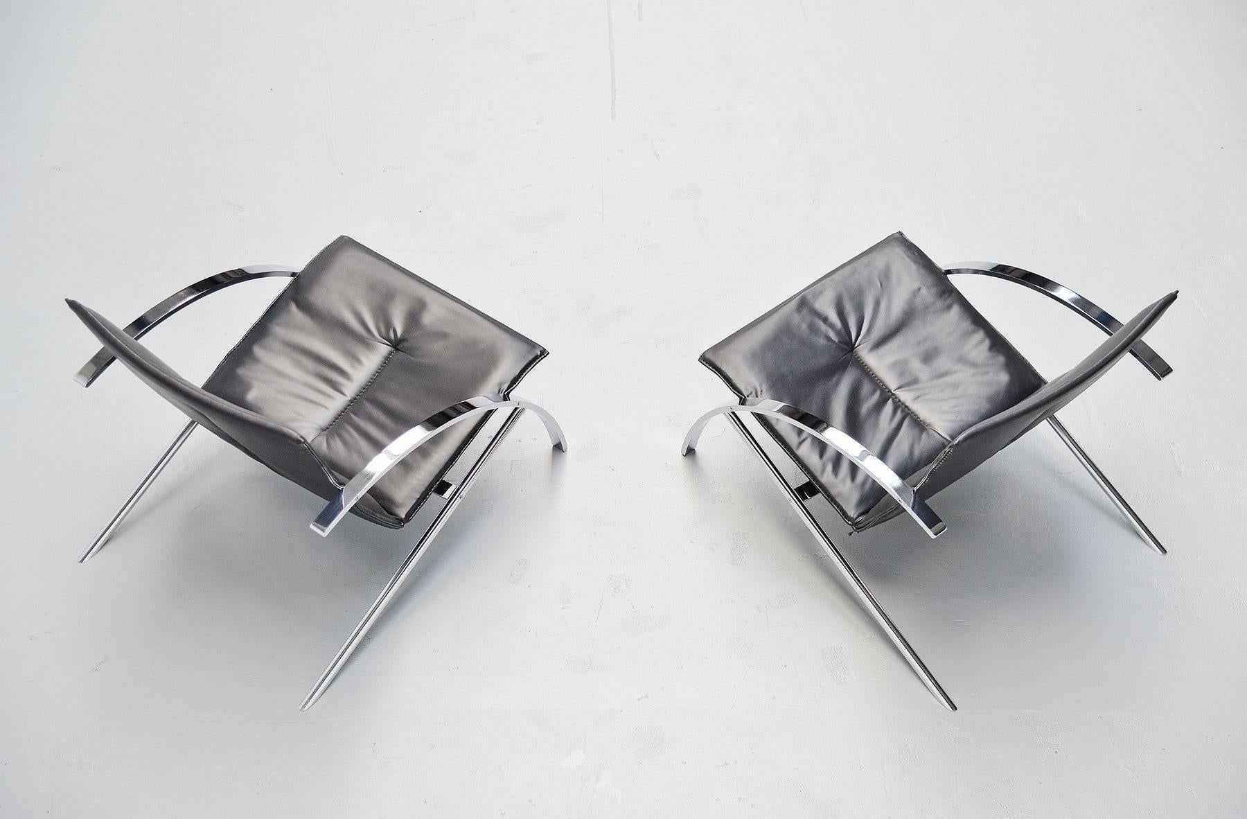 Mid-Century Modern Paul Tuttle Arco Lounge Chair Pair for Strassle, 1976