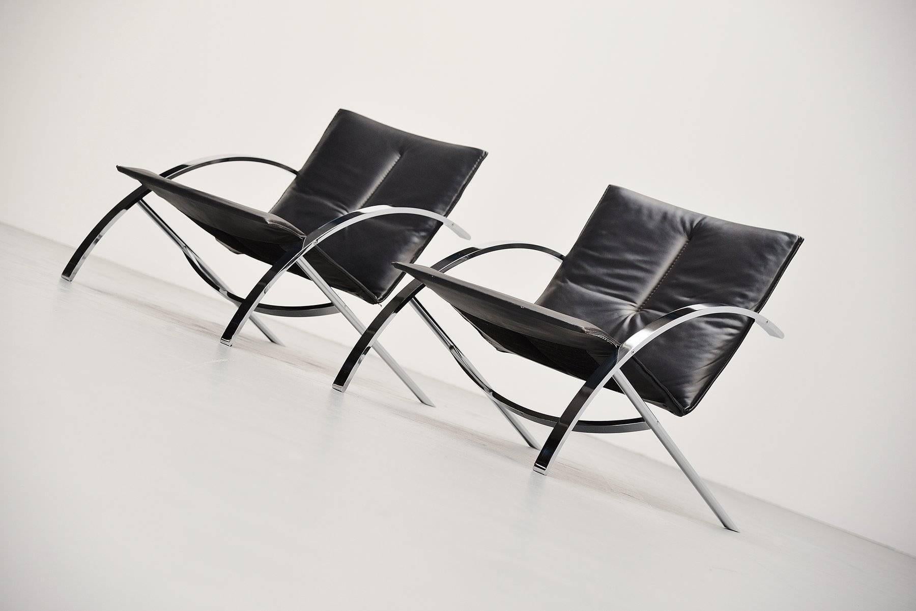 Paul Tuttle Arco Lounge Chair Pair for Strassle, 1976 In Good Condition In Roosendaal, Noord Brabant