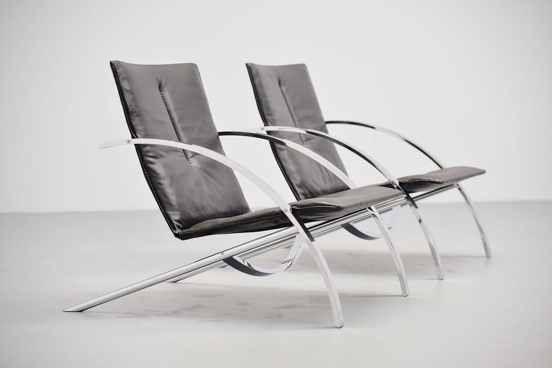 Late 20th Century Paul Tuttle Arco Lounge Chair Pair for Strassle, 1976
