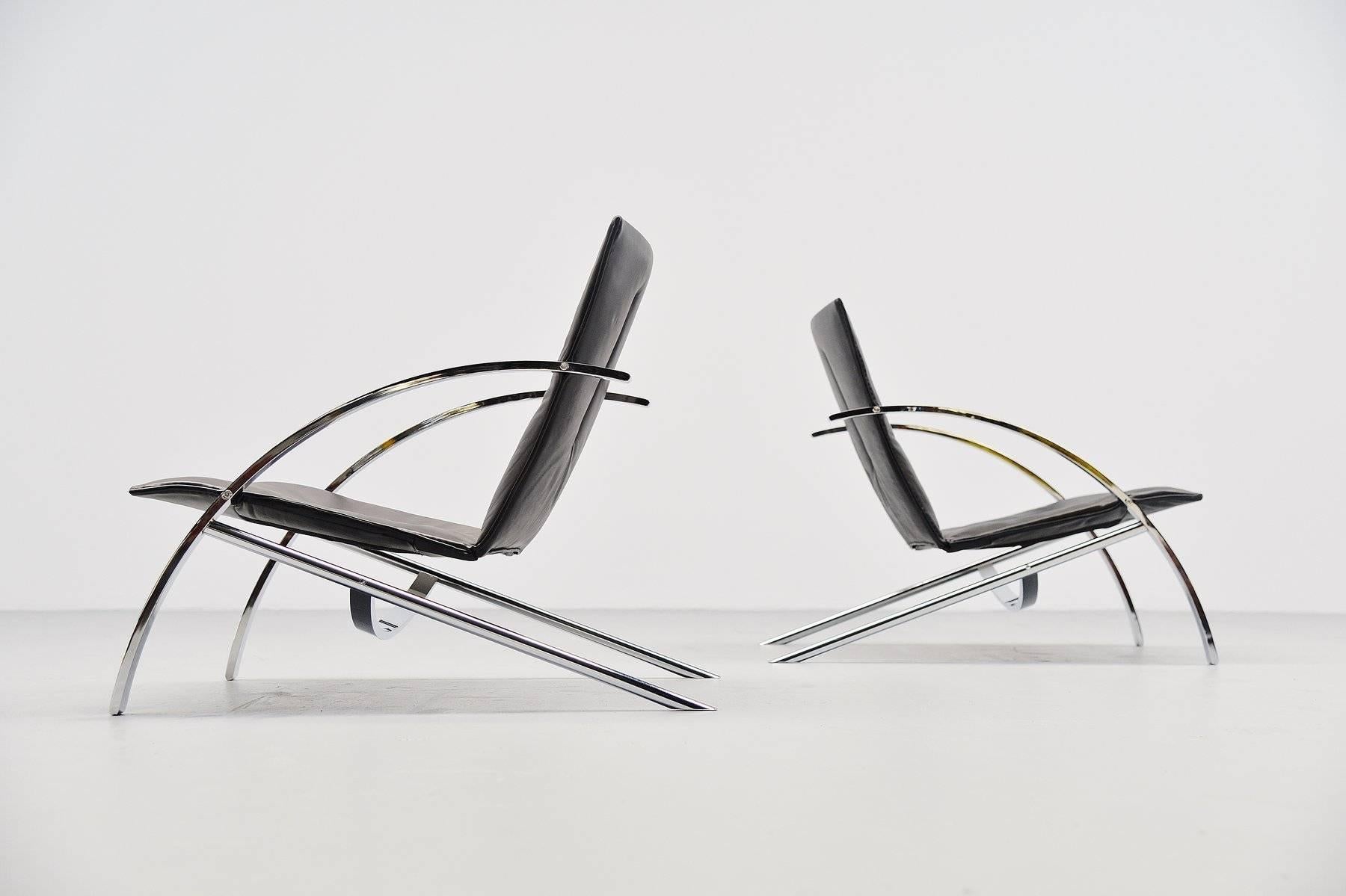 Paul Tuttle Arco Lounge Chair Pair for Strassle, 1976 2