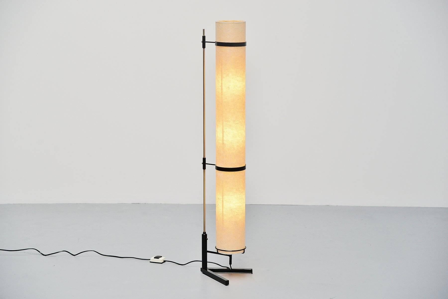 Lacquered Dutch Modernist Floor Lamp with Rice Paper Shade, 1960