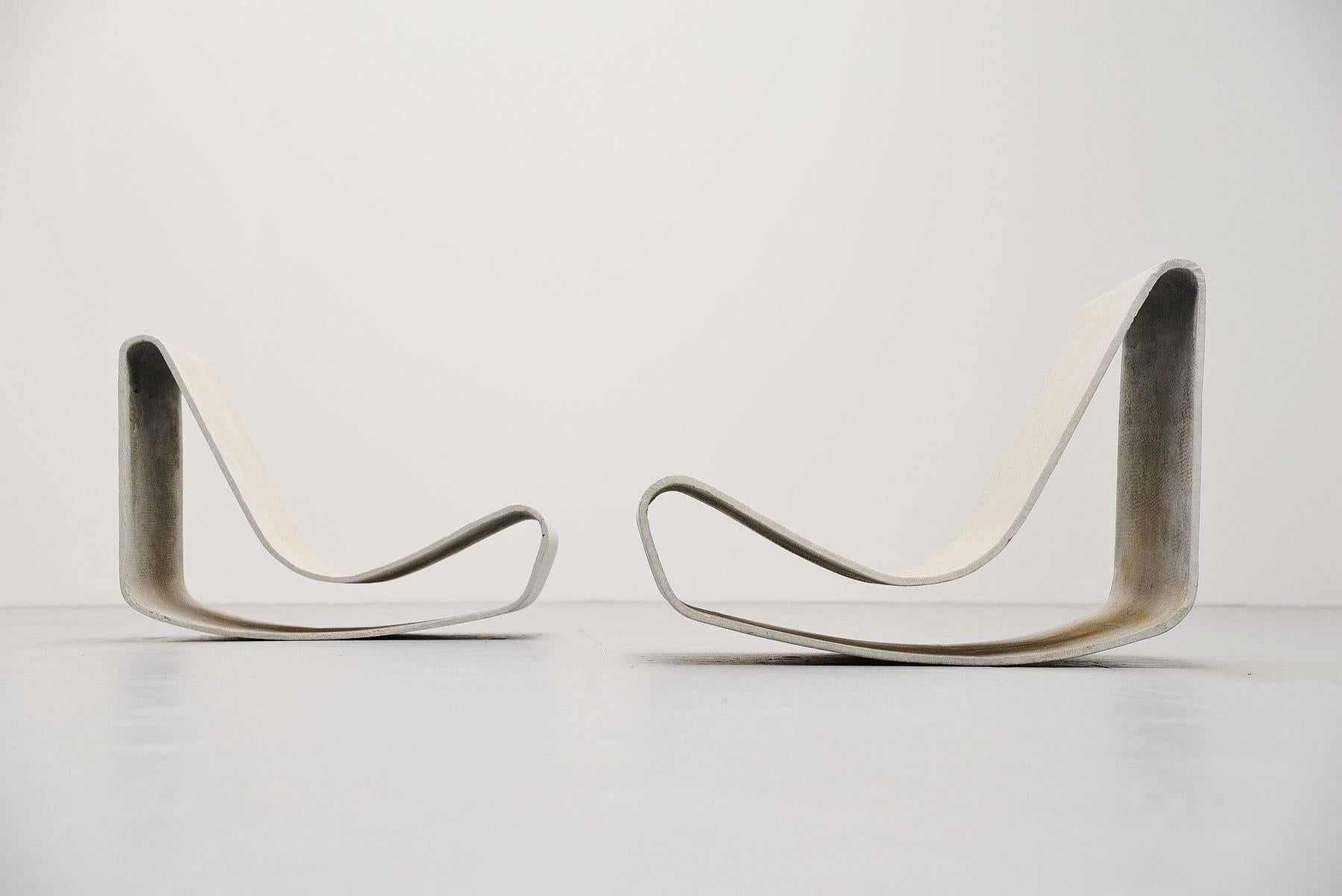 Cement Willy Guhl Loop Chairs Set Eternit, Switzerland, 1954