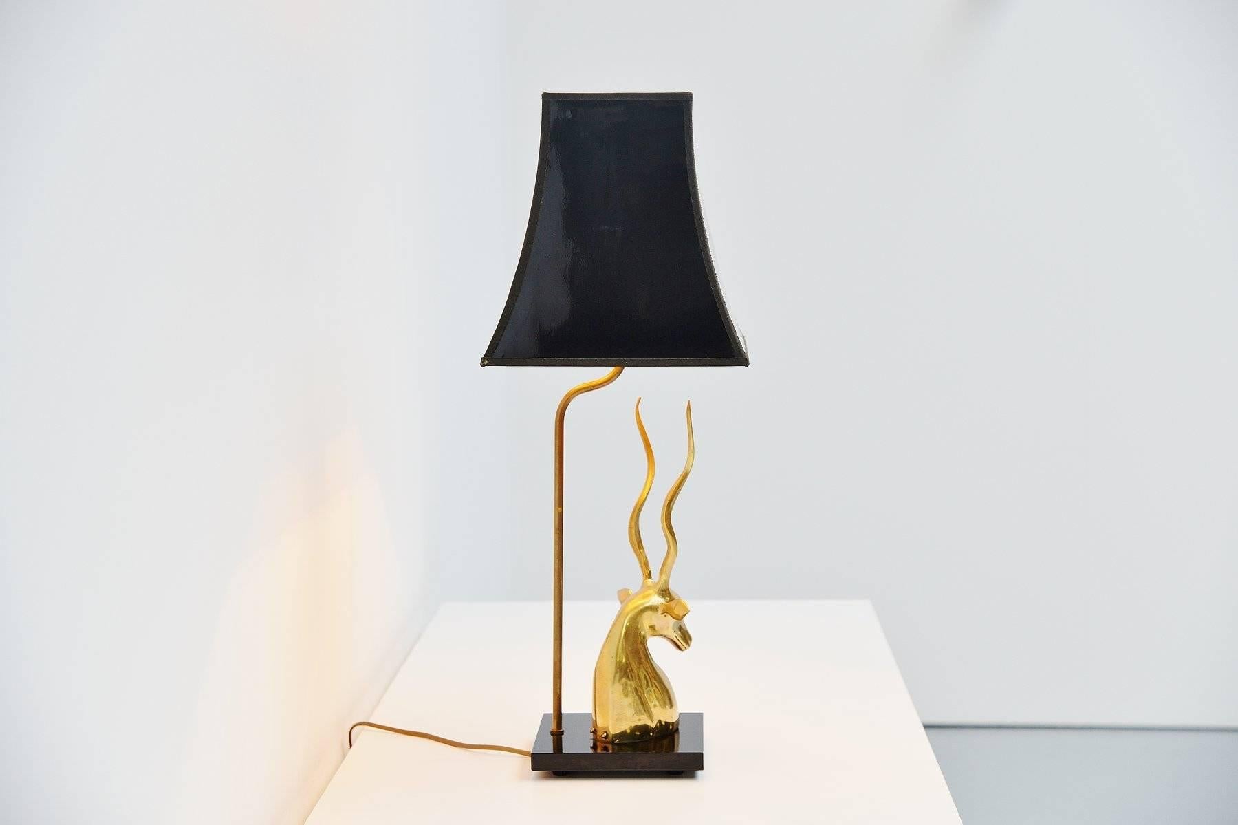 Late 20th Century Deer Head Table Lamp in Brass, France, 1975 For Sale