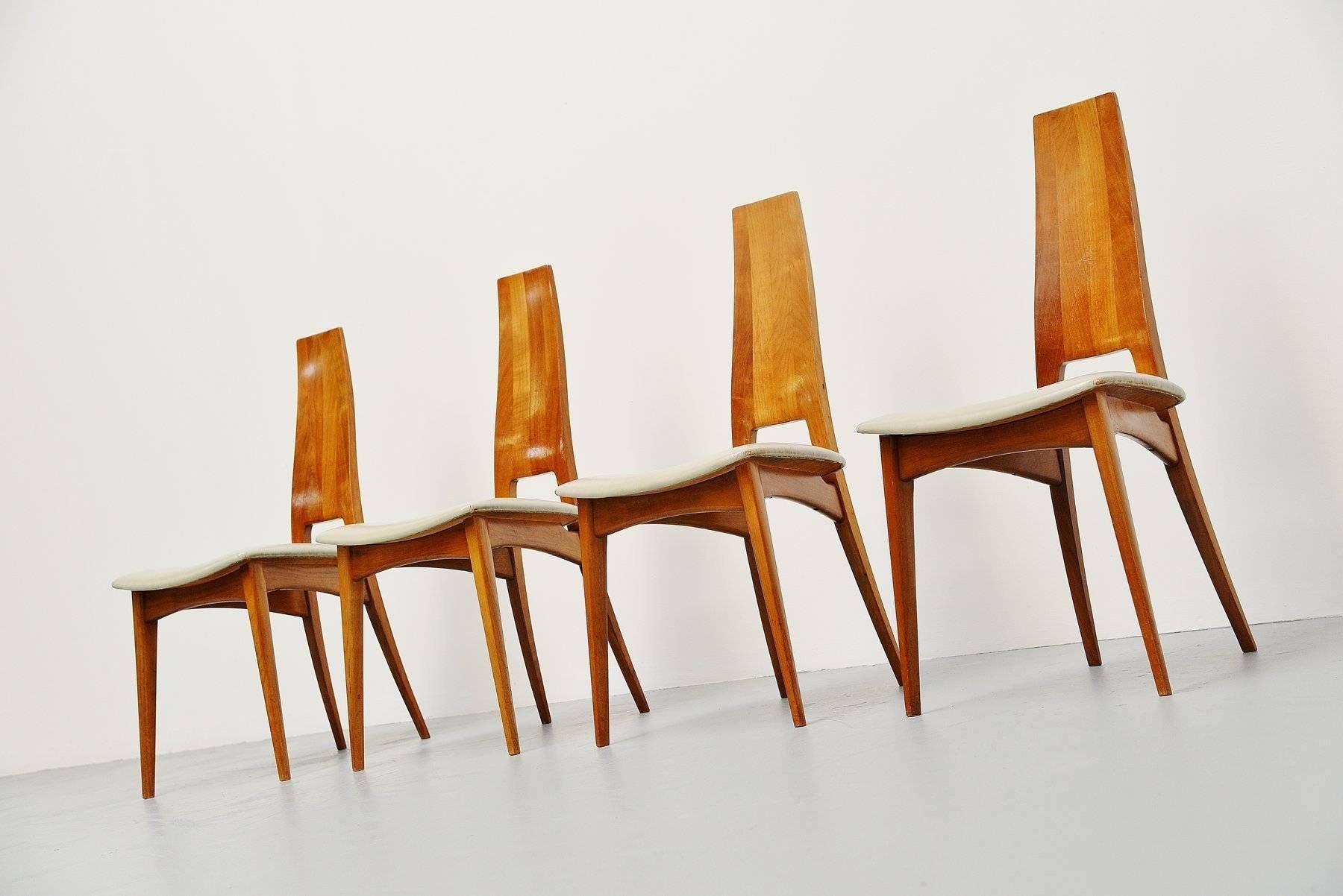 Italian Carlo Mollino Style Dinner Chairs, Italy, 1950