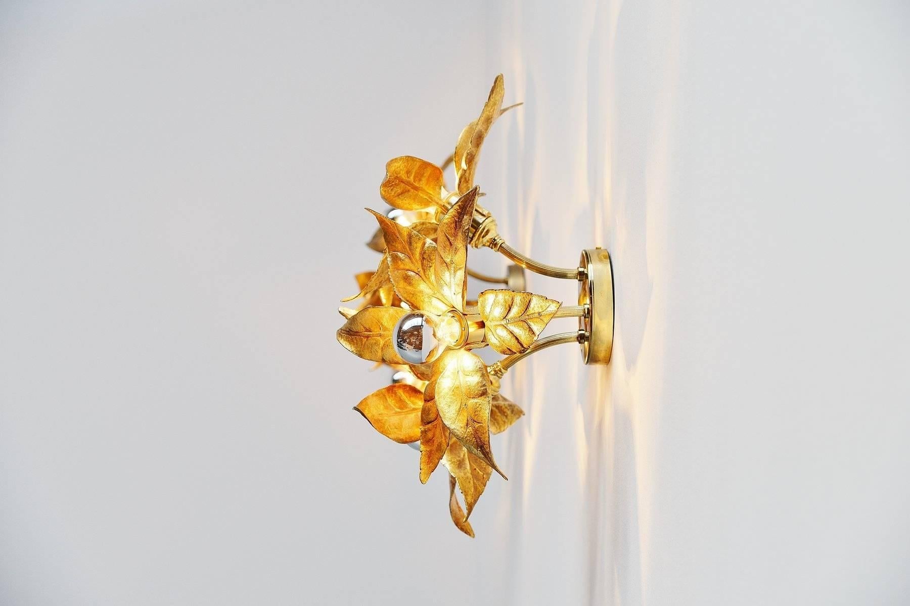 Willy Daro Pair of Ceiling or Wall Lamps Brass, Belgium, 1970 In Excellent Condition In Roosendaal, Noord Brabant