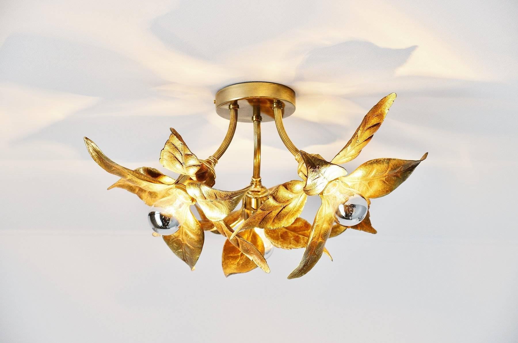 Willy Daro Pair of Ceiling or Wall Lamps Brass, Belgium, 1970 4