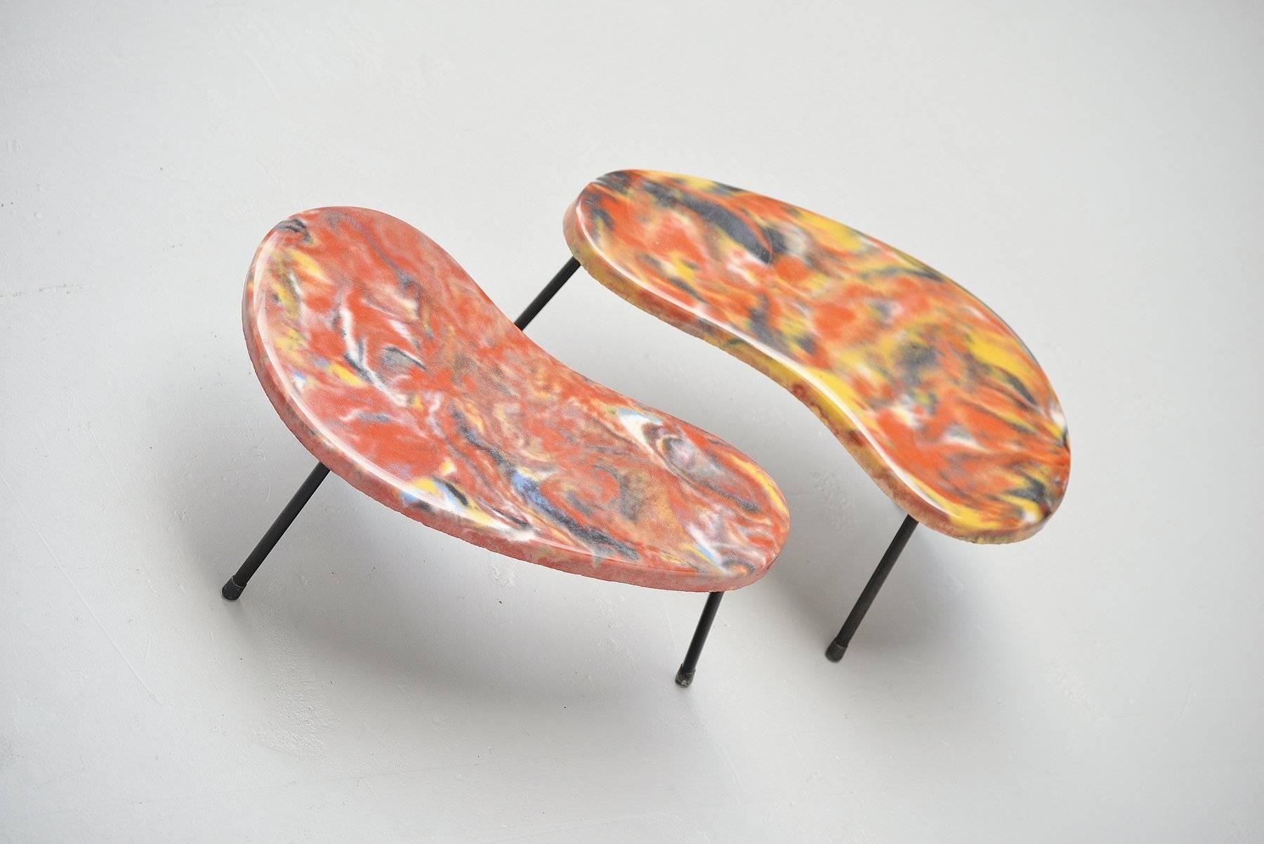 Pair of Kidney Shaped Tables, France, 1960 In Good Condition In Roosendaal, Noord Brabant