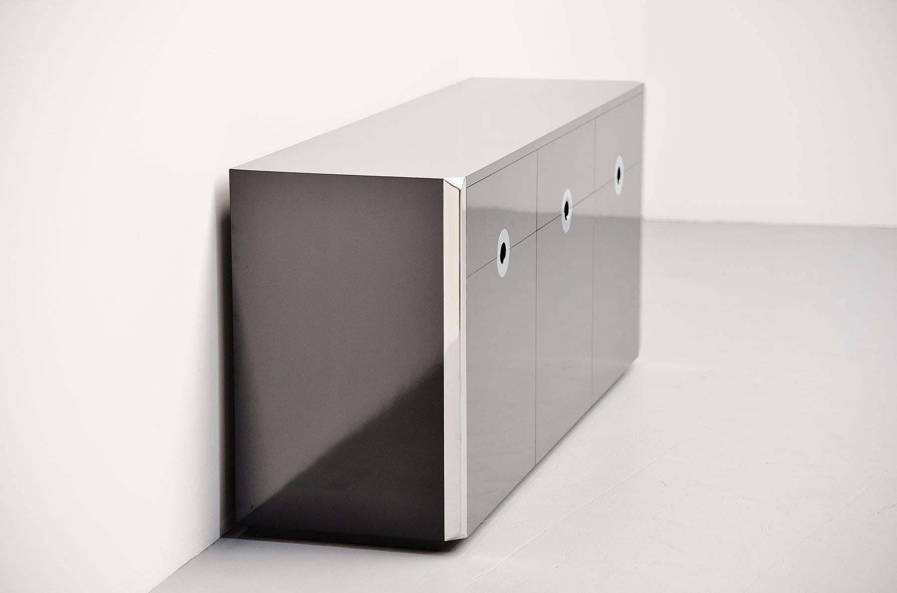 Chrome Willy Rizzo Credenza for Mario Sabot, Italy, 1972