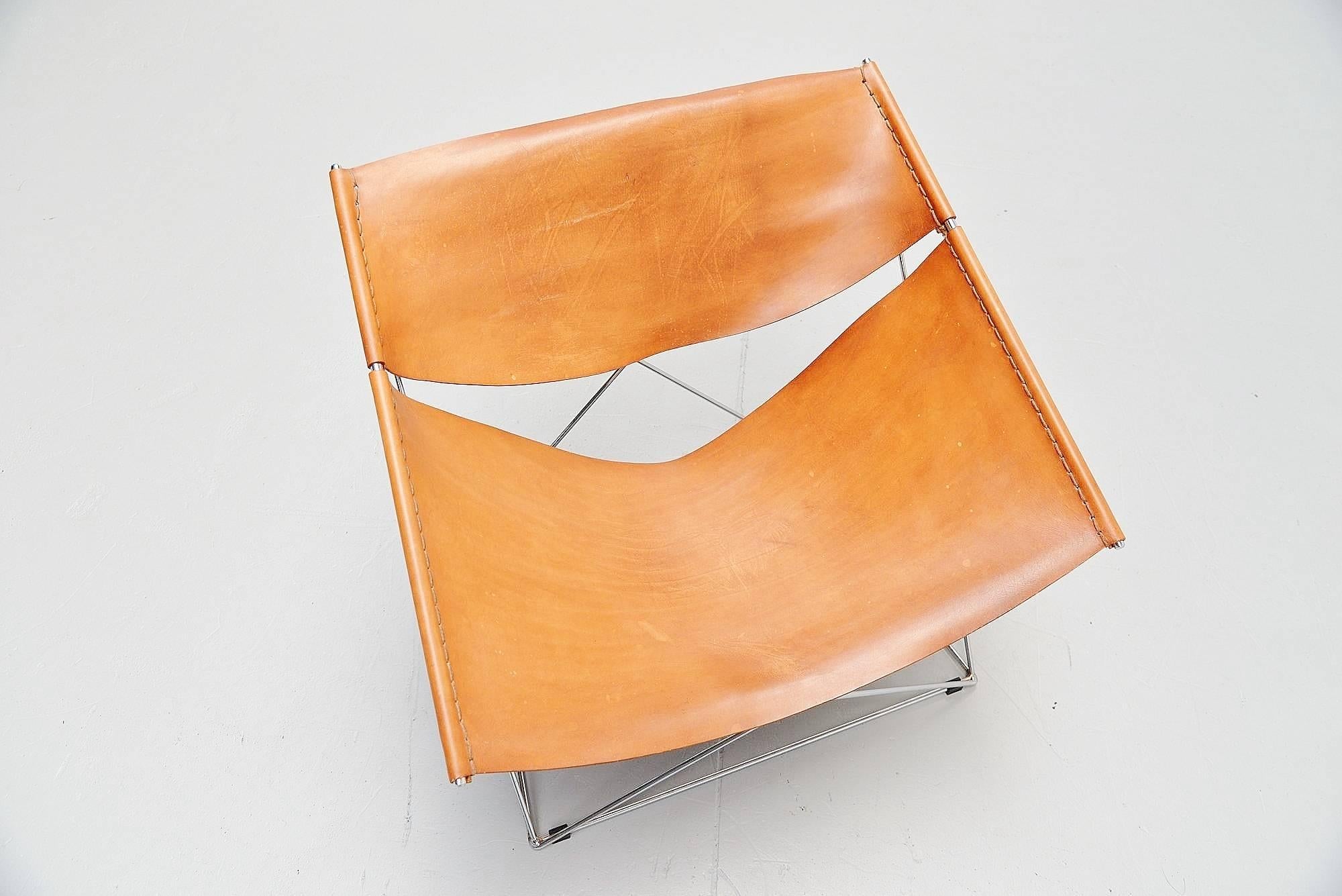 Leather Pair of Pierre Paulin F675 Butterfly Chairs by Artifort, 1963