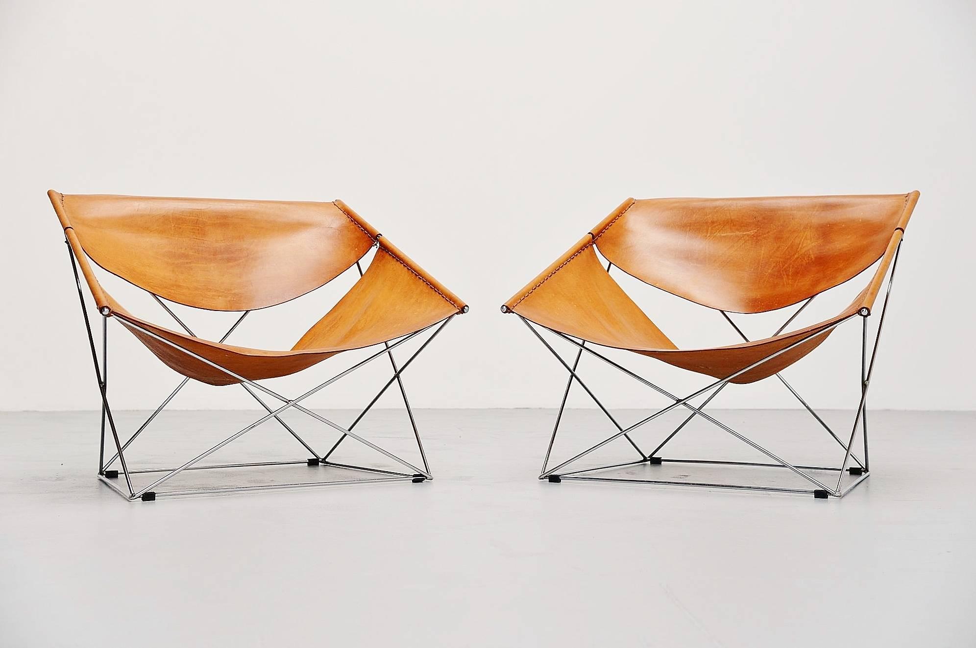Dutch Pair of Pierre Paulin F675 Butterfly Chairs by Artifort, 1963