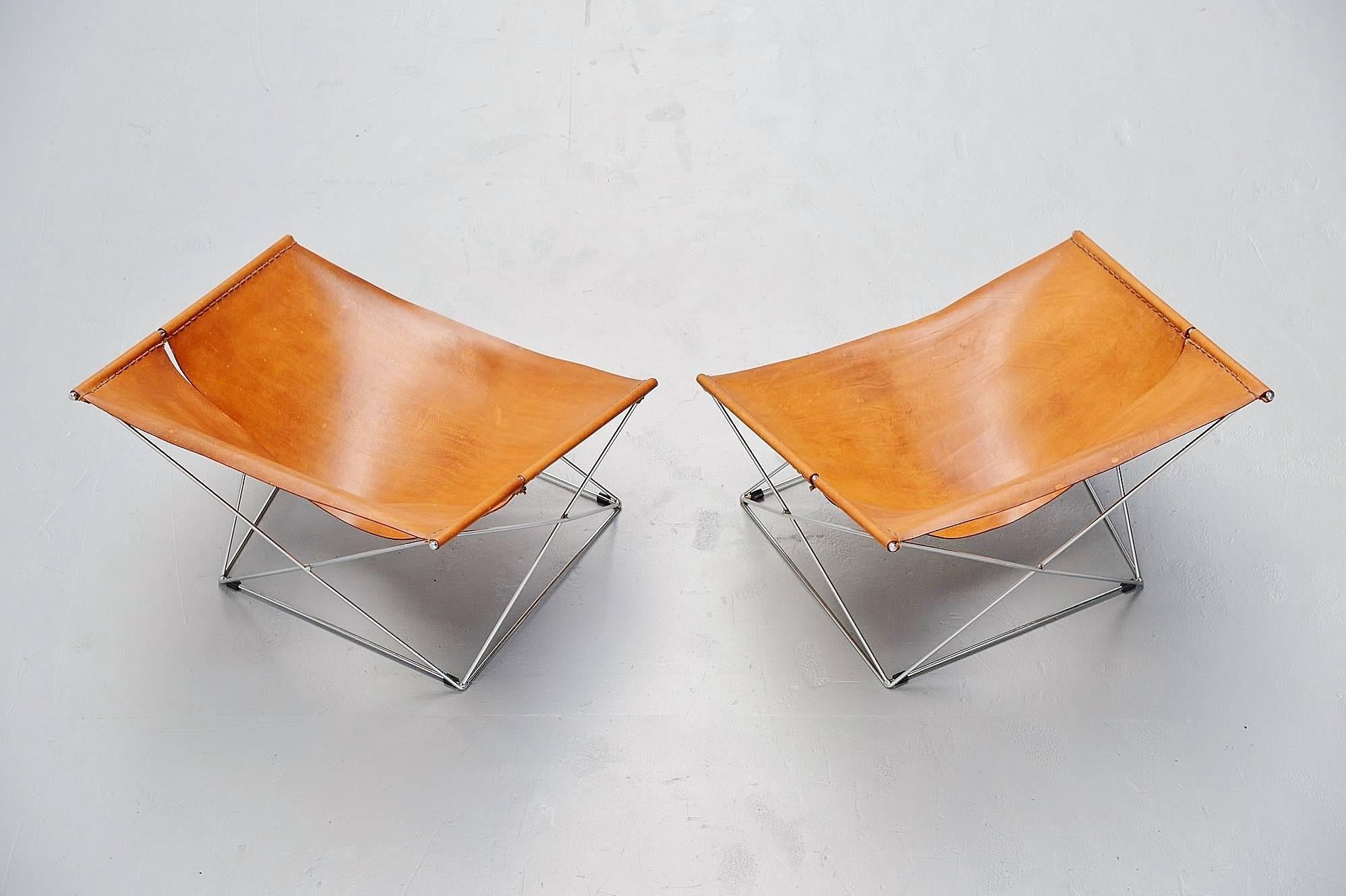 Plated Pair of Pierre Paulin F675 Butterfly Chairs by Artifort, 1963