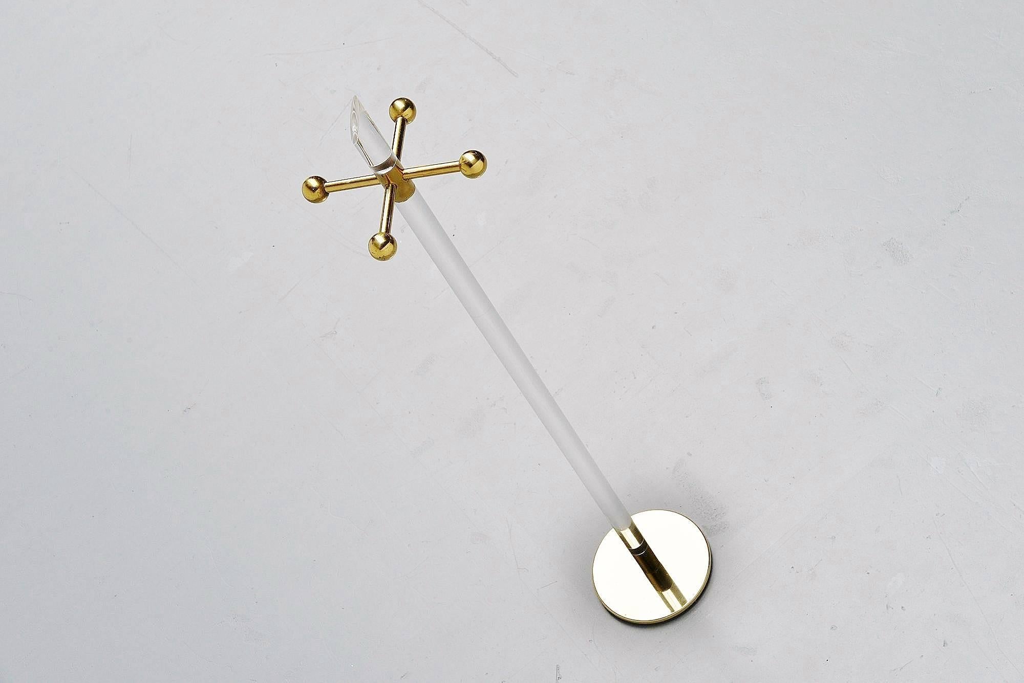 Plexiglass Regency Coat Stand with Brass, Belgium, 1970 1