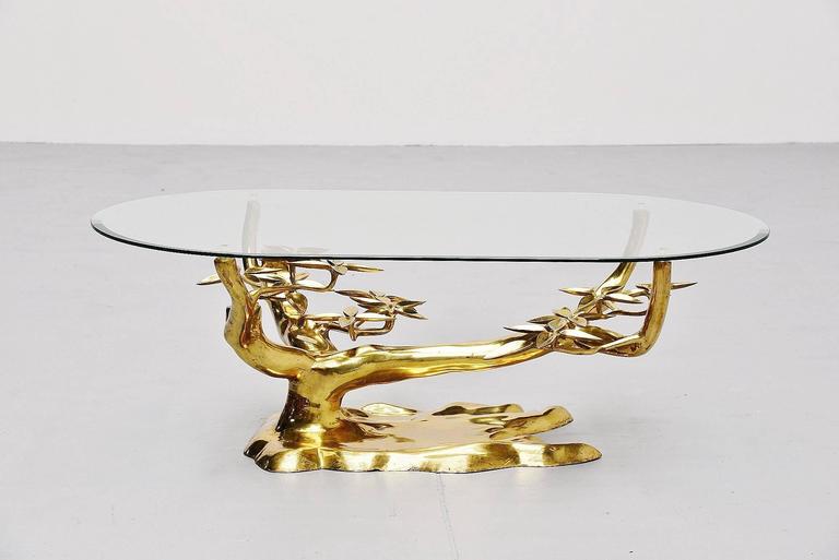 Bronze Coffee Table Tree Form, Belgium, 1970 at 1stDibs