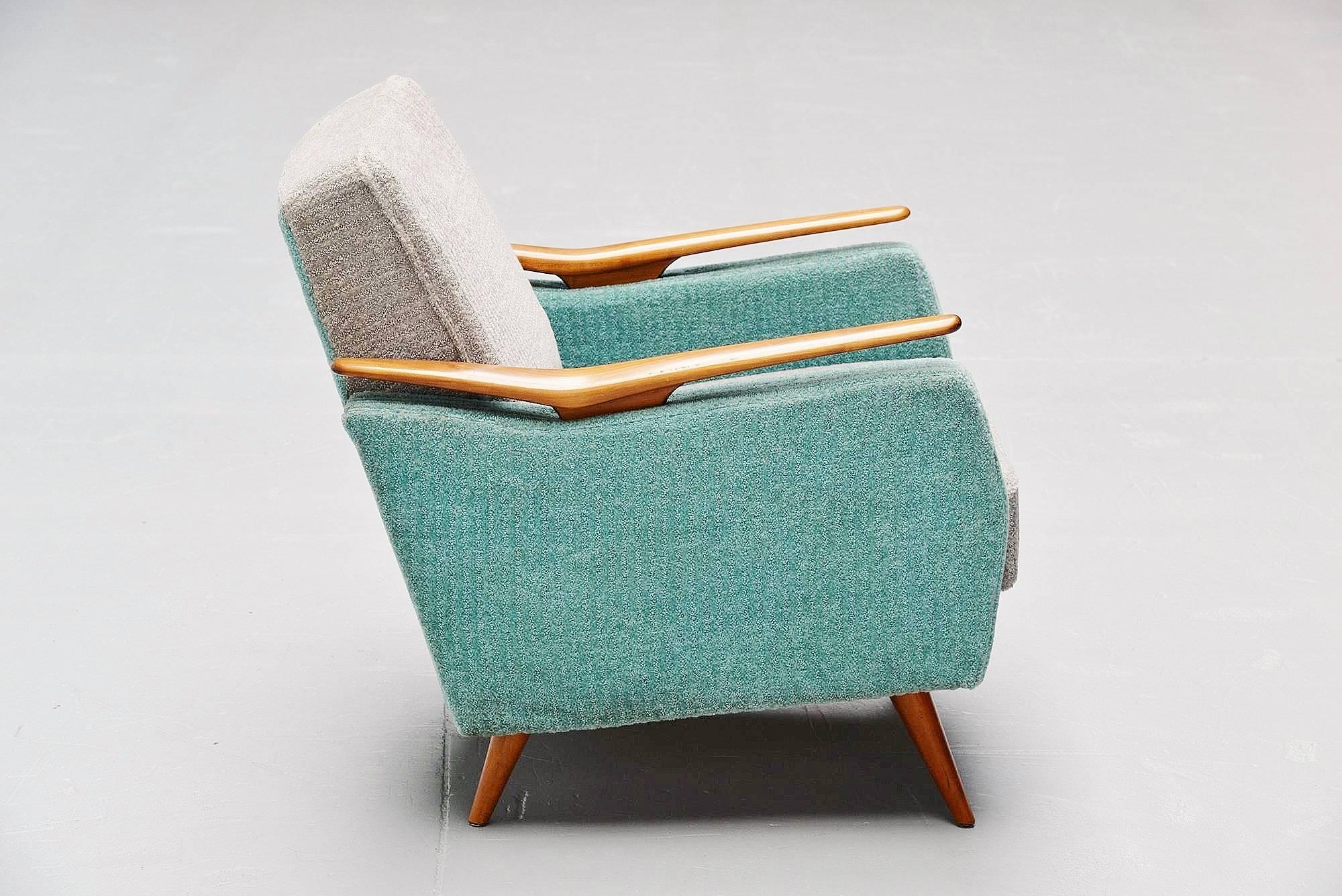 Fabric Gio Ponti Style Club Chairs, Italy, 1950