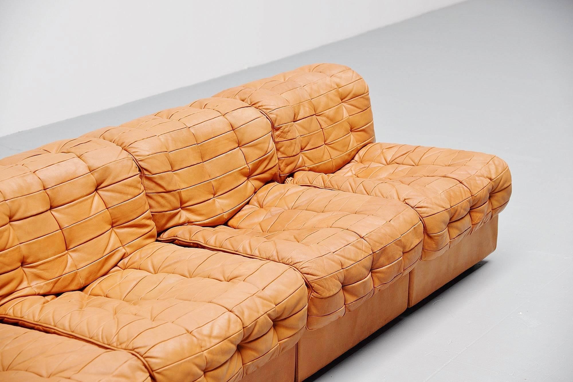 Leather De Sede DS11 Patchwork Element Sofa, Switzerland, 1970