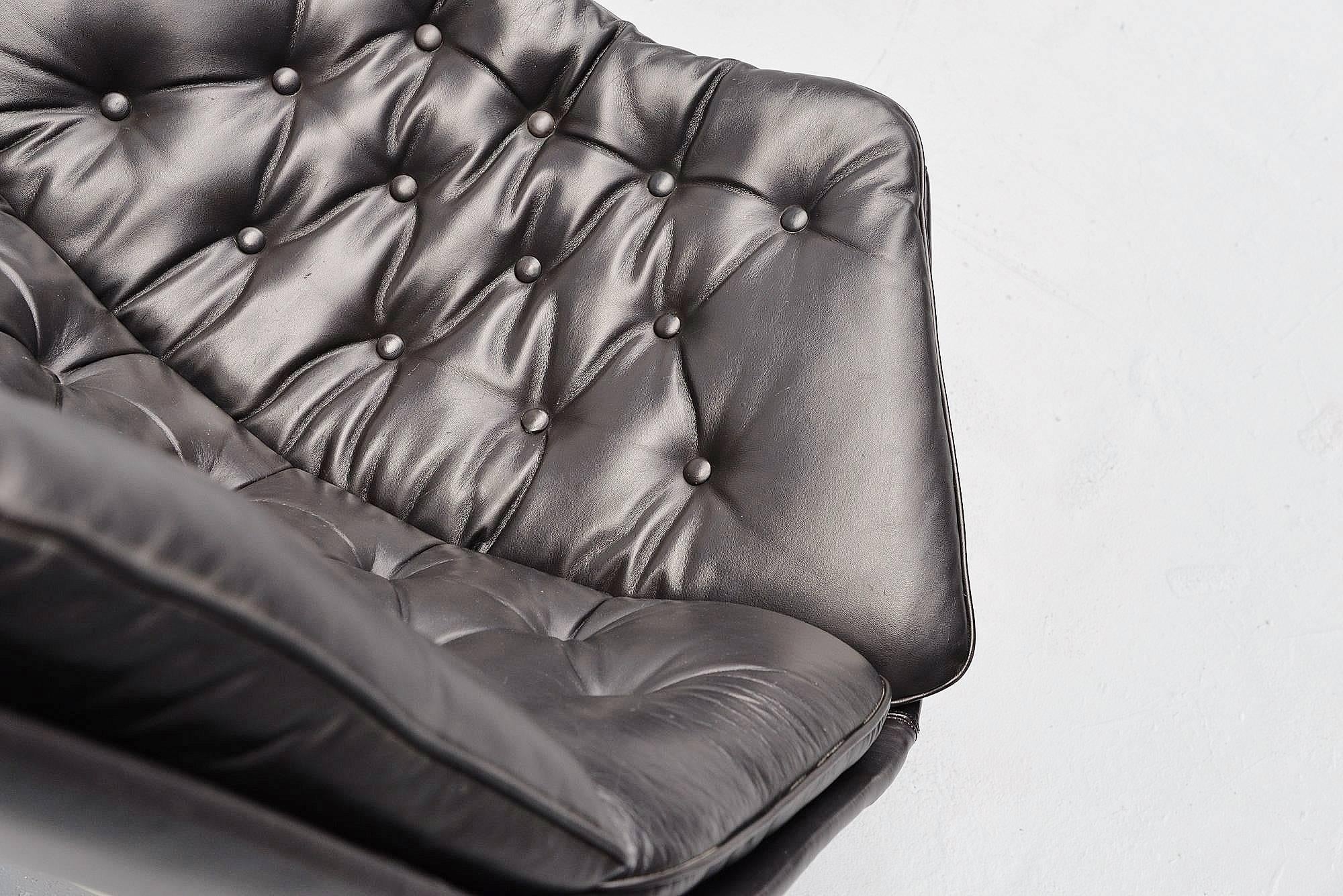 Leather Geoffrey D Harcourt F588 Lounge Chair Artifort, 1974