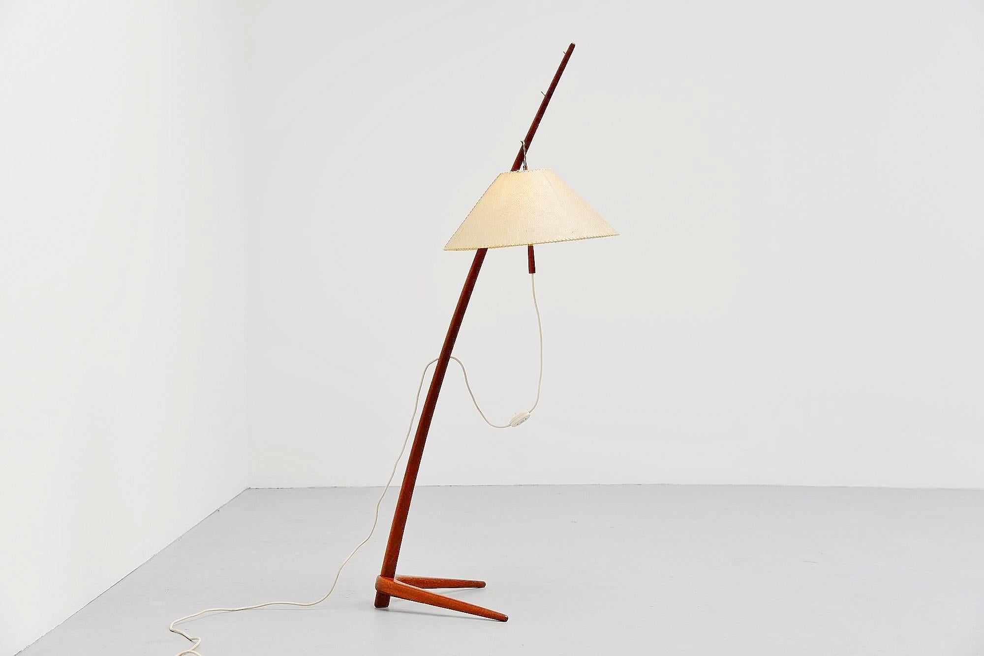 Brass J.T. Kalmar Dornstab Floor Lamp, Austria, 1947