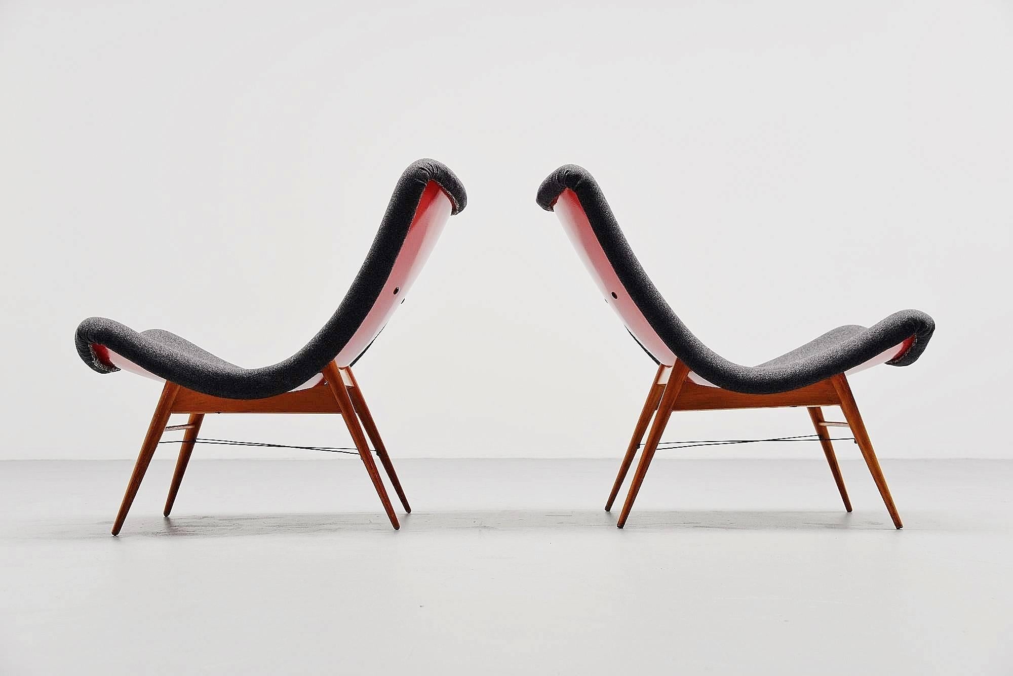 Mid-20th Century Miroslav Navratil Lounge Chairs Pair, Czech Republic, 1959