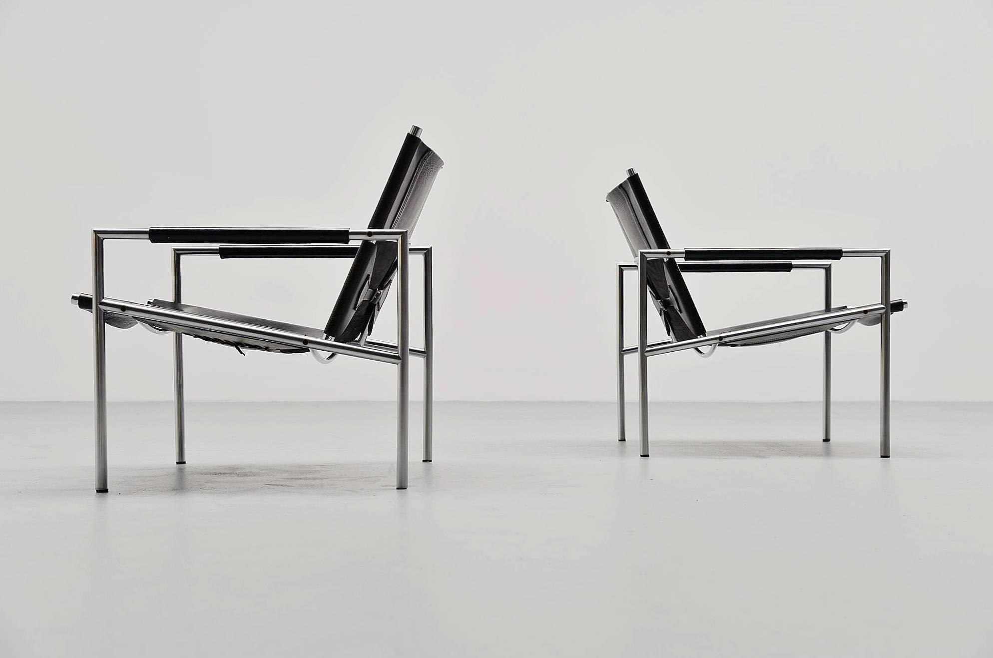 Martin Visser SZ01 Easy Chairs Black 't Spectrum, 1965 In Excellent Condition In Roosendaal, Noord Brabant