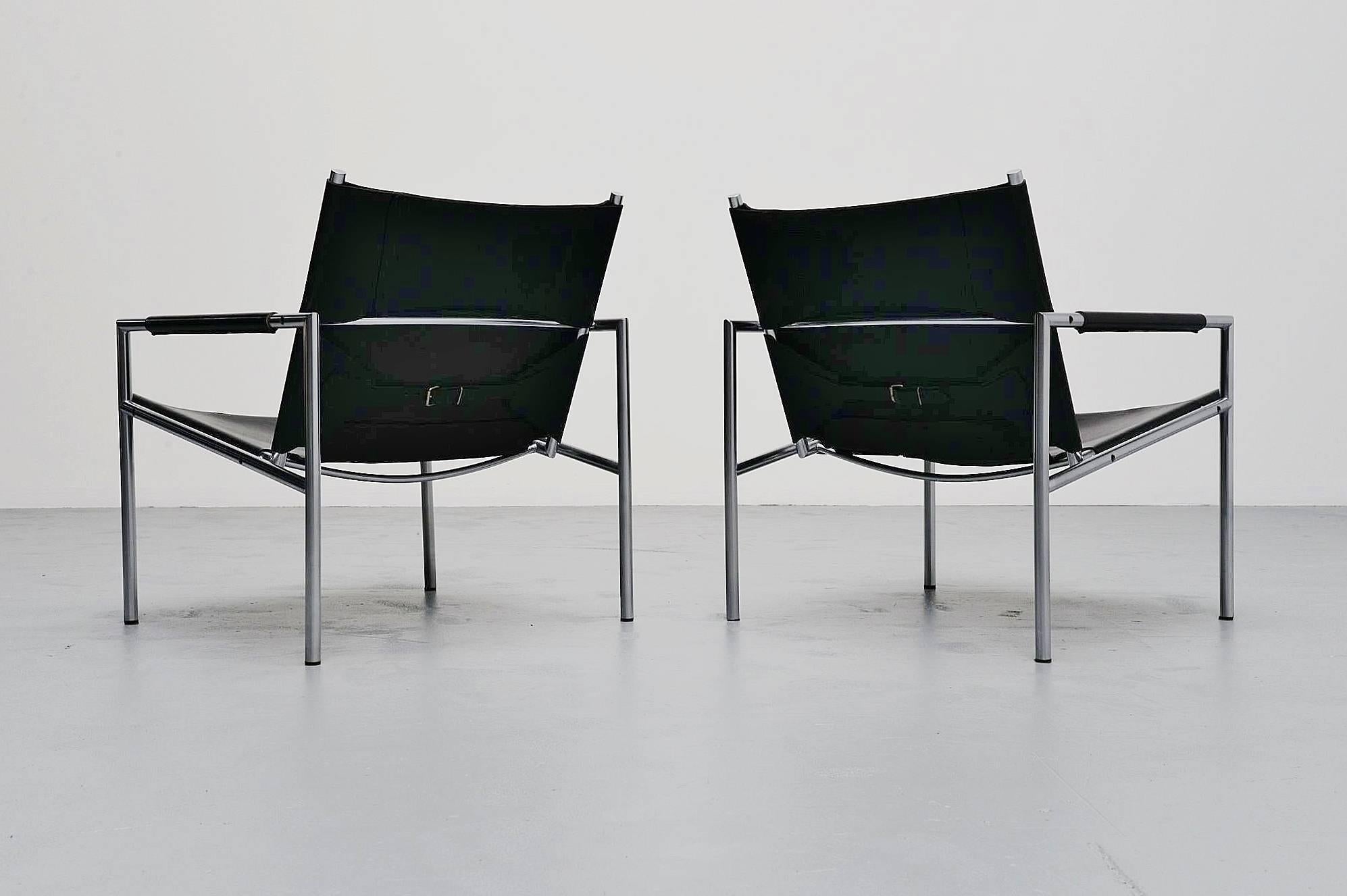 Mid-Century Modern Martin Visser SZ01 Easy Chairs Black 't Spectrum, 1965