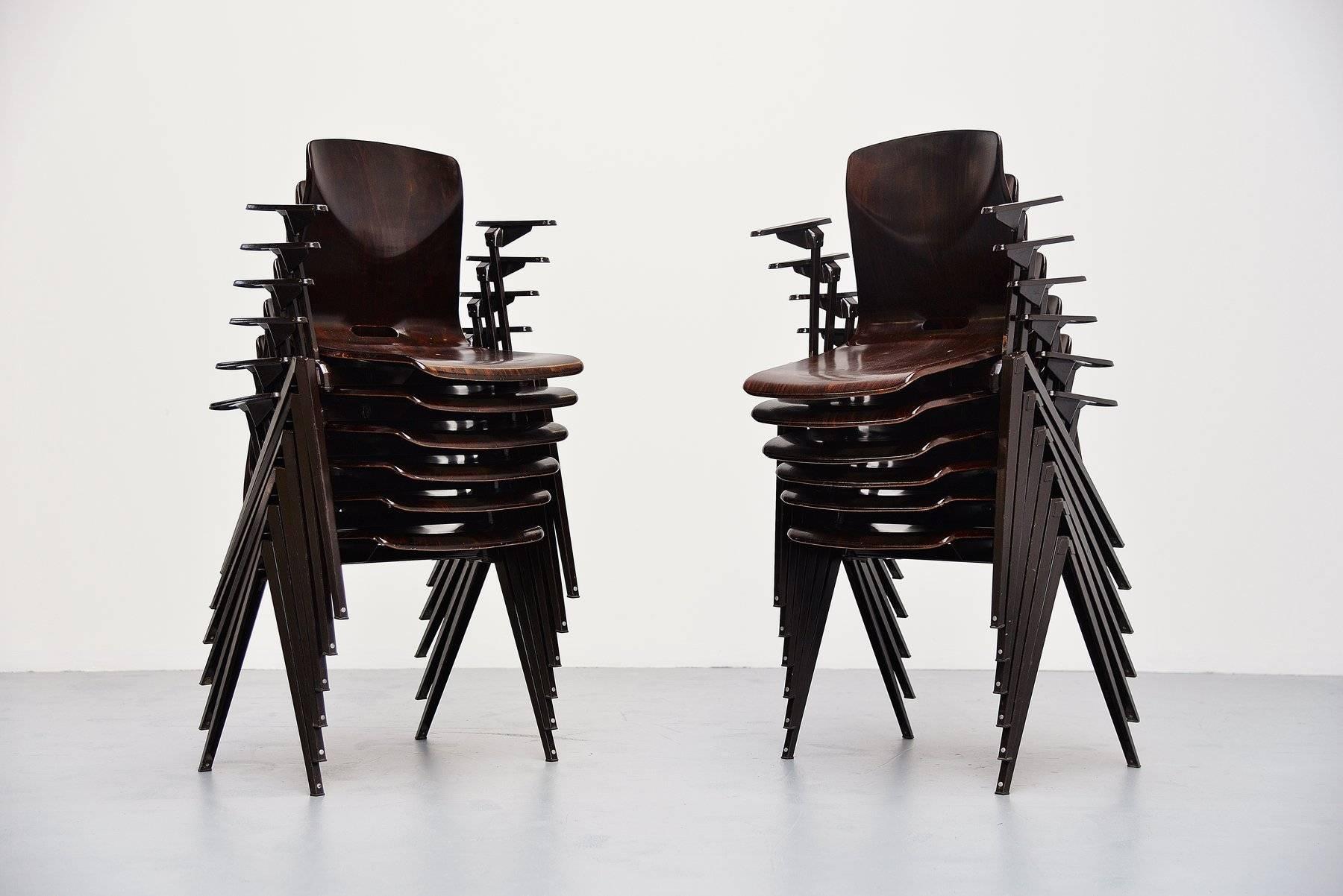 Pagholz Stacking Chairs with Arms Set of 12 Germany, 1970 3