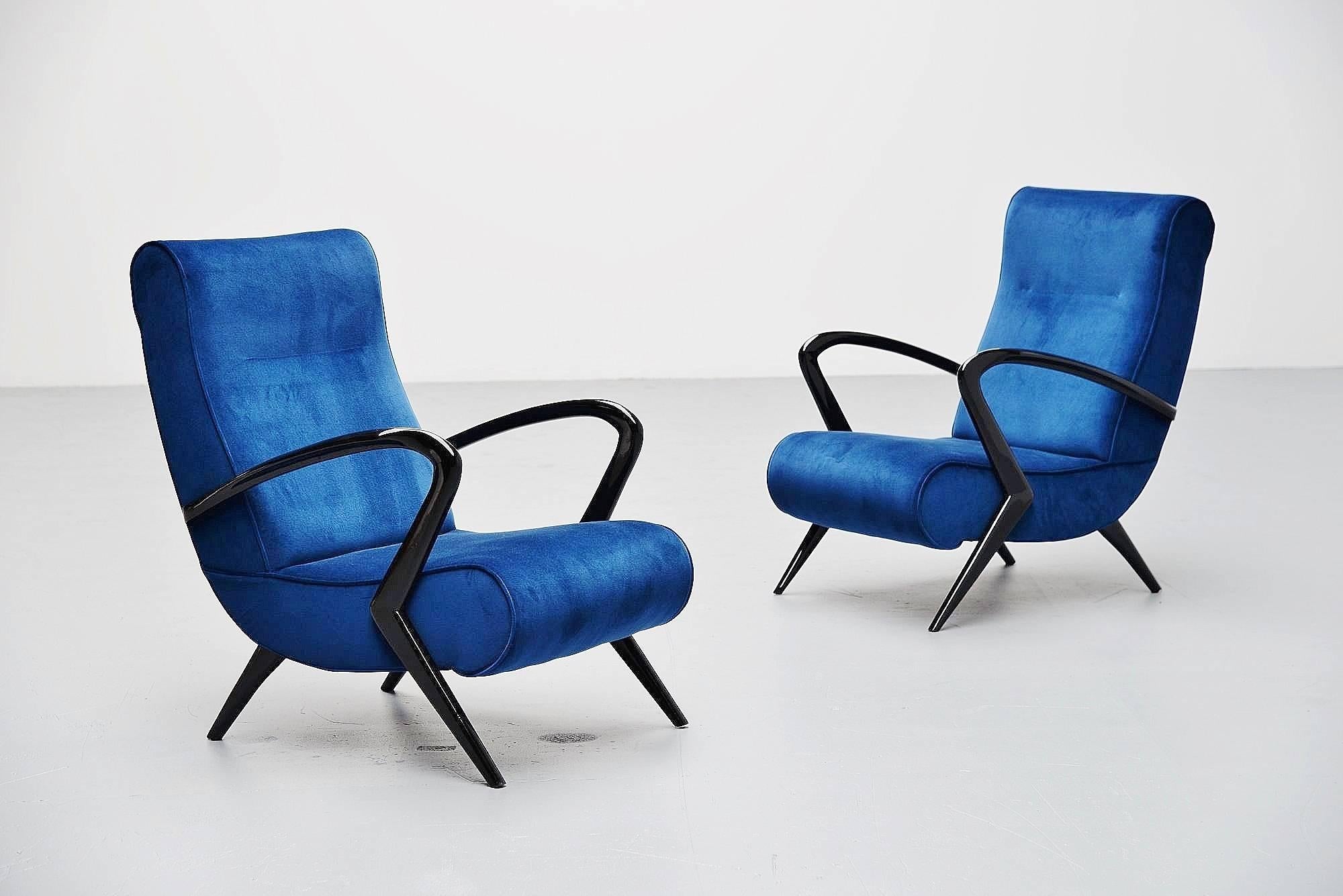 Mid-Century Modern Italian Lounge Chairs in the Manner of Gio Ponti, 1950