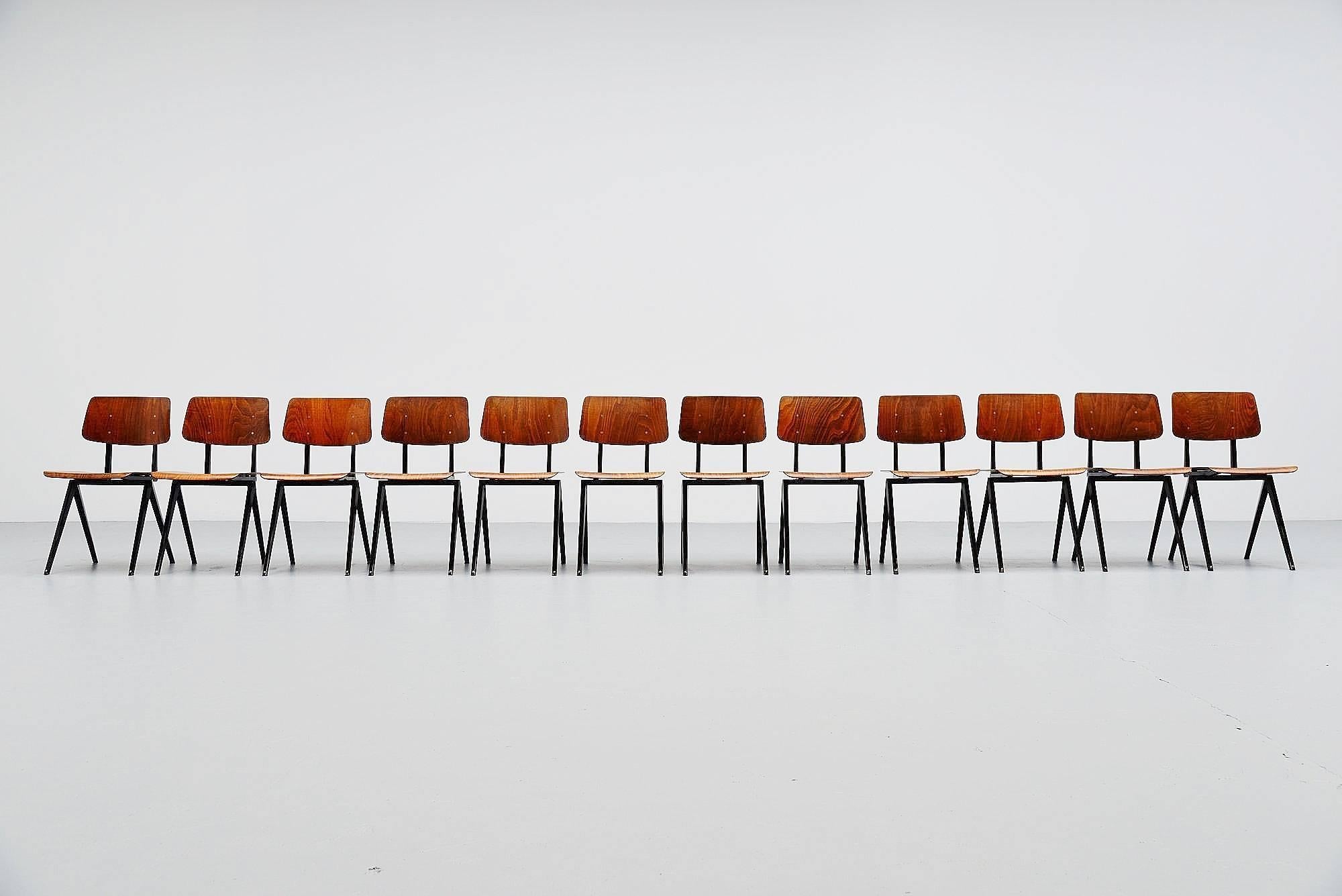 Mid-Century Modern Galvanitas Industrial Chairs Set of 12, Holland, 1970