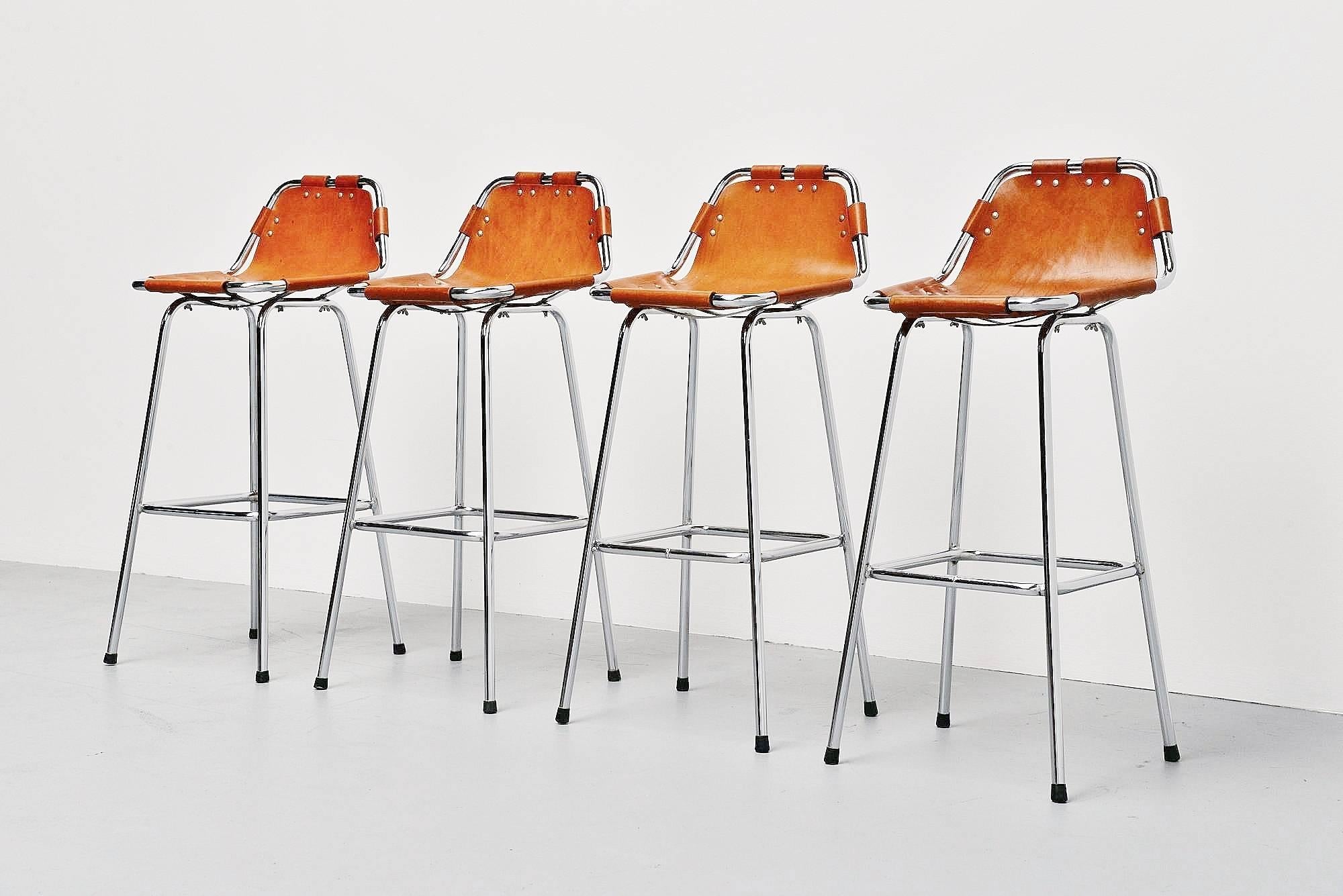Charlotte Perriand Style Bar Stools, Les Arcs, 1960 In Good Condition In Roosendaal, Noord Brabant