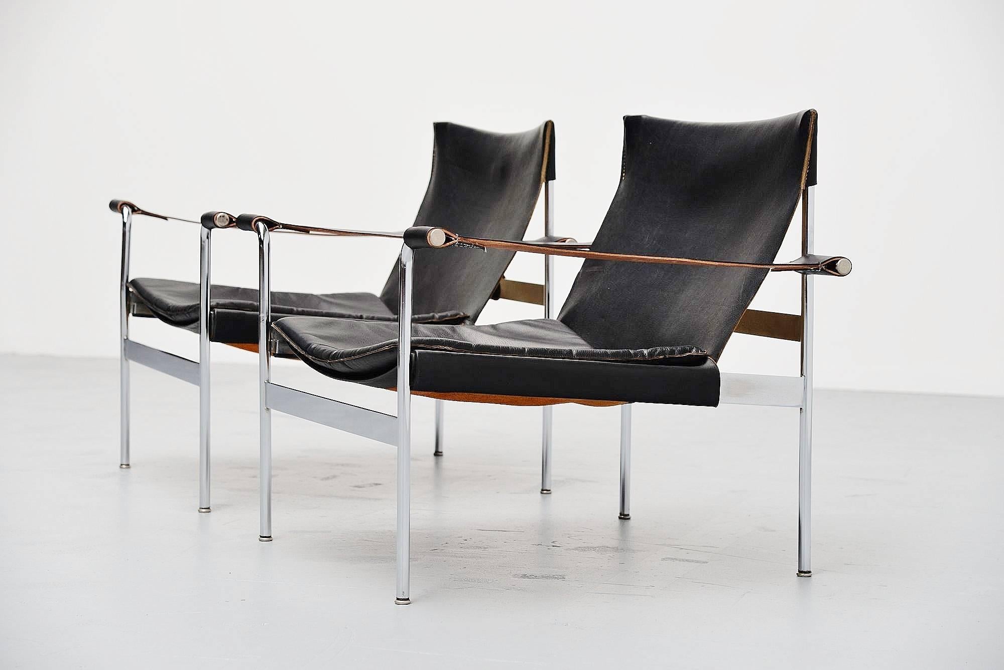 Nice pair of lounge chairs designed by Hans Könecke, manufactured by Tecta, Germany, 1965. Hans Könecke was the founder of Tecta, Germany furniture making company. He was head of the design department for many years. These chairs Model D99 were