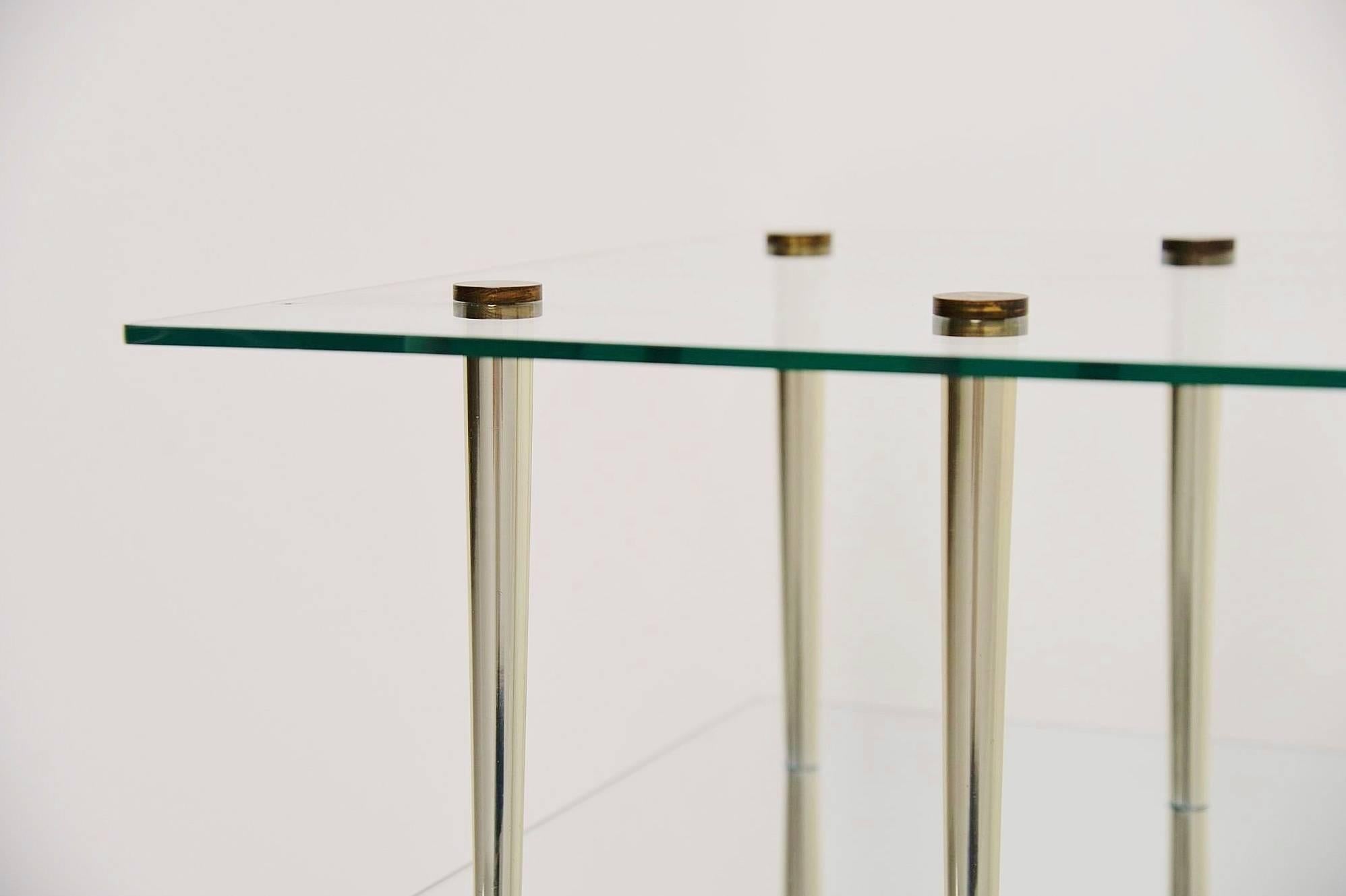 Mid-20th Century Italian Glass and Brass Console Table, 1950