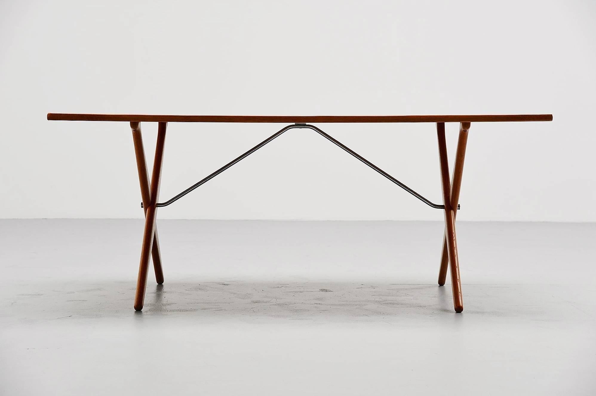 Scandinavian Modern Hans Wegner AT-303 Sawhorse Table Andreas Tuck, Denmark, 1955