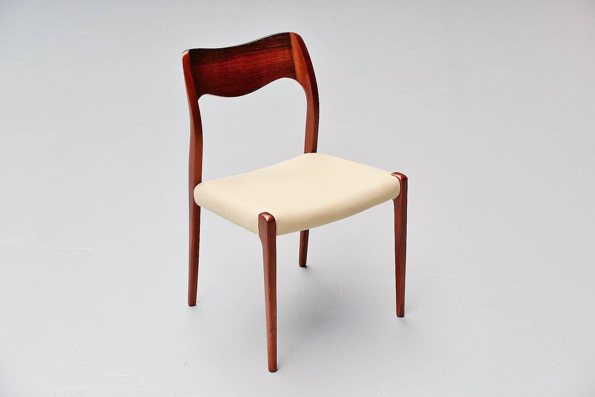 Mid-20th Century Niels Moller Model 71 Dining Chairs in Rosewood, Denmark, 1951