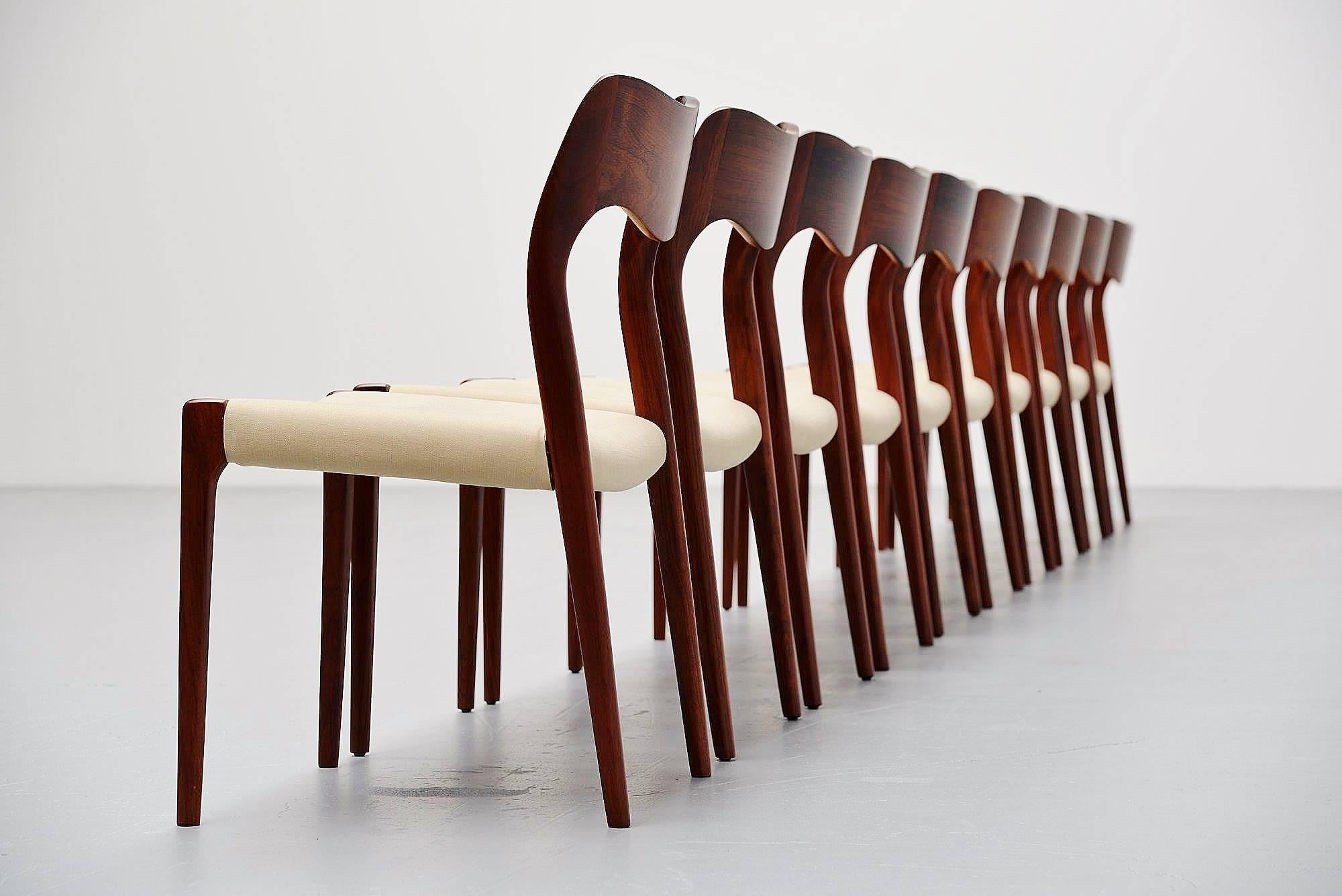 Danish Niels Moller Model 71 Dining Chairs in Rosewood, Denmark, 1951