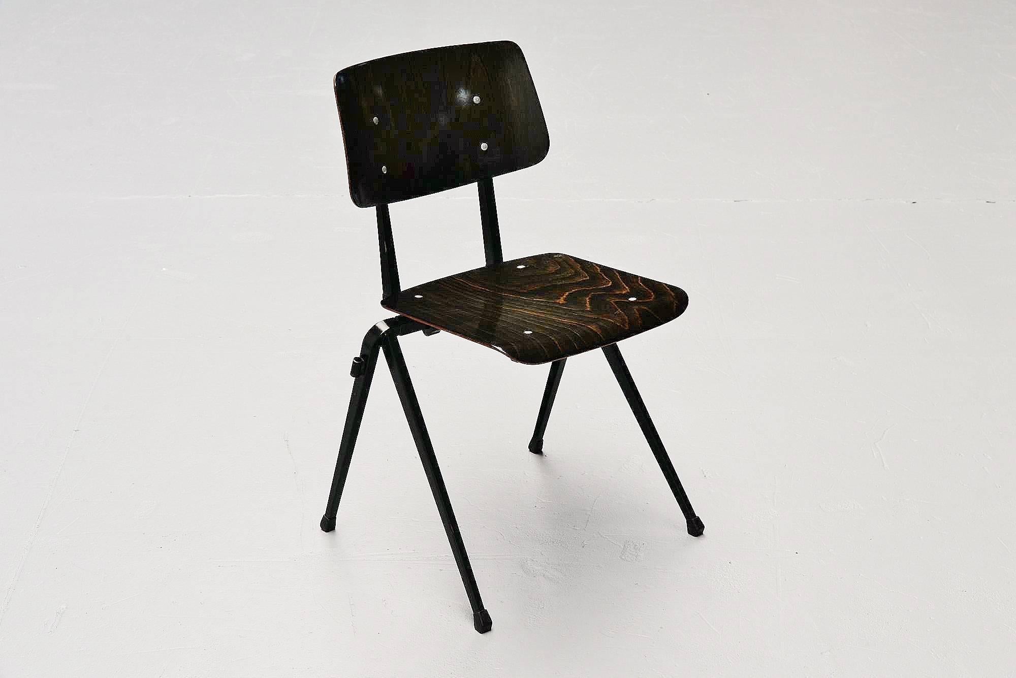 Wood Galvanitas Black Stacking Chairs, Holland, 1970