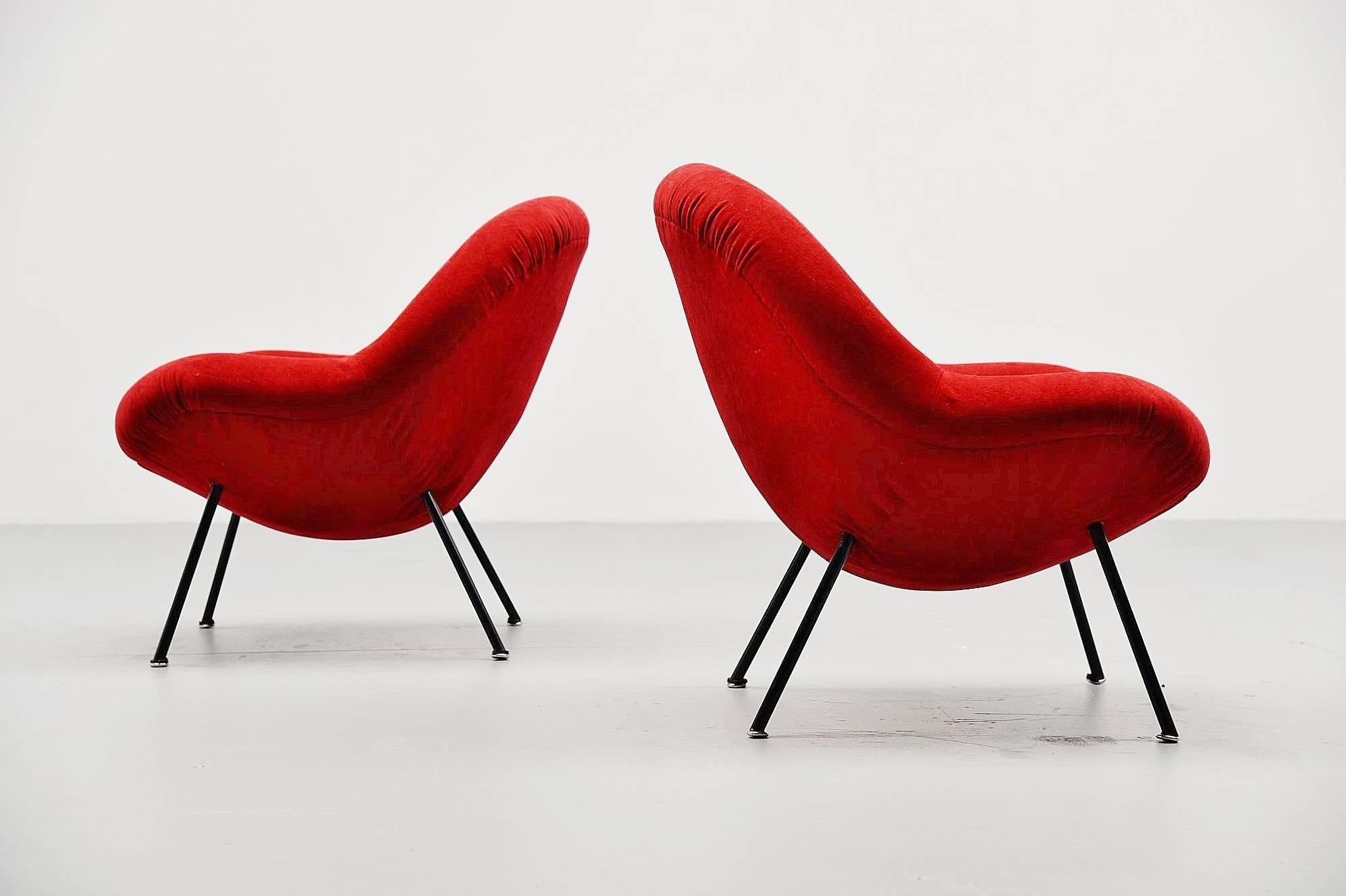 Mid-Century Modern Fritz Neth Egg Chairs Pair by Sitzformbau, Kassel Germany, 1955