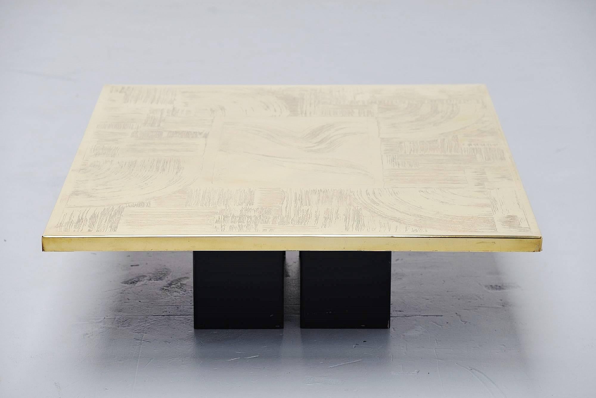 Unique one off coffee table designed and made by Christian Heckscher, Belgium, 1972. From only a short period between 1971 and 1974 he made about 20 tables in Antwerp, Belgium, after that he moved to the USA. All unique pieces in different designs,