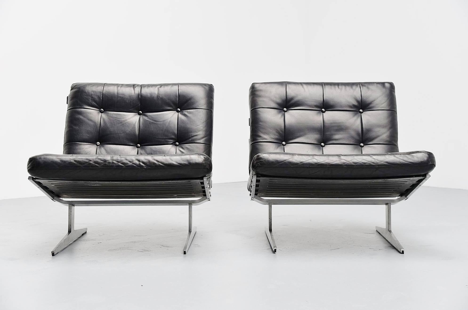 Scandinavian Modern Paul Leidersdorff Lounge Chair Pair, Denmark, 1965