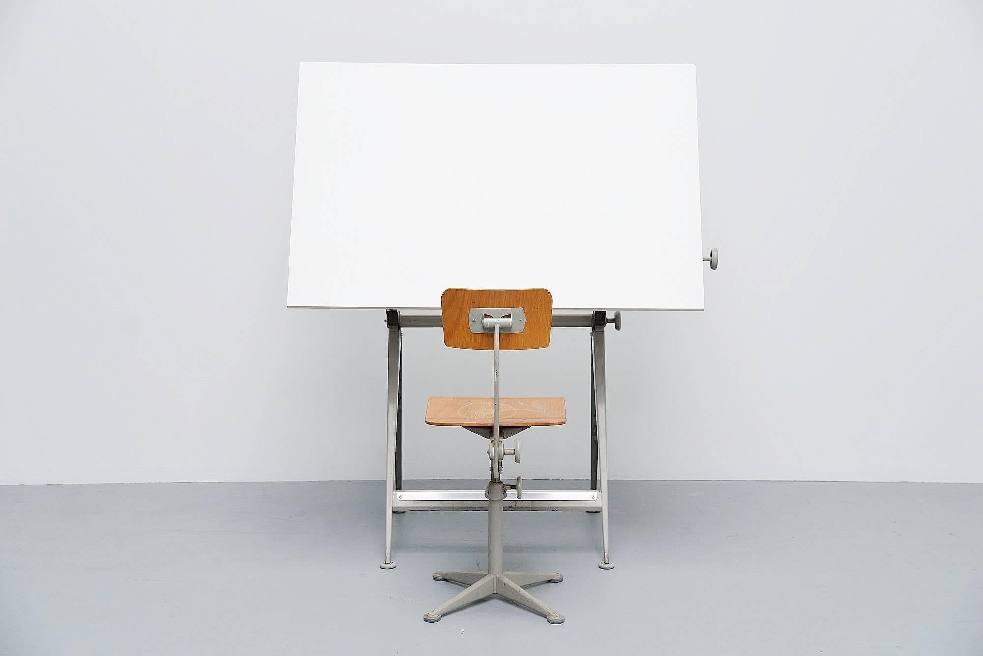 Wim Rietveld Friso Kramer Drafting Table, 1963 In Excellent Condition In Roosendaal, Noord Brabant