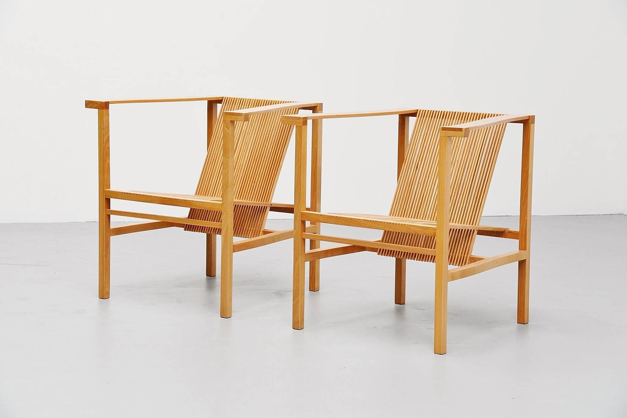 Lacquered Ruud Jan Kokke High Slat Chairs Pair Metaform, 1984