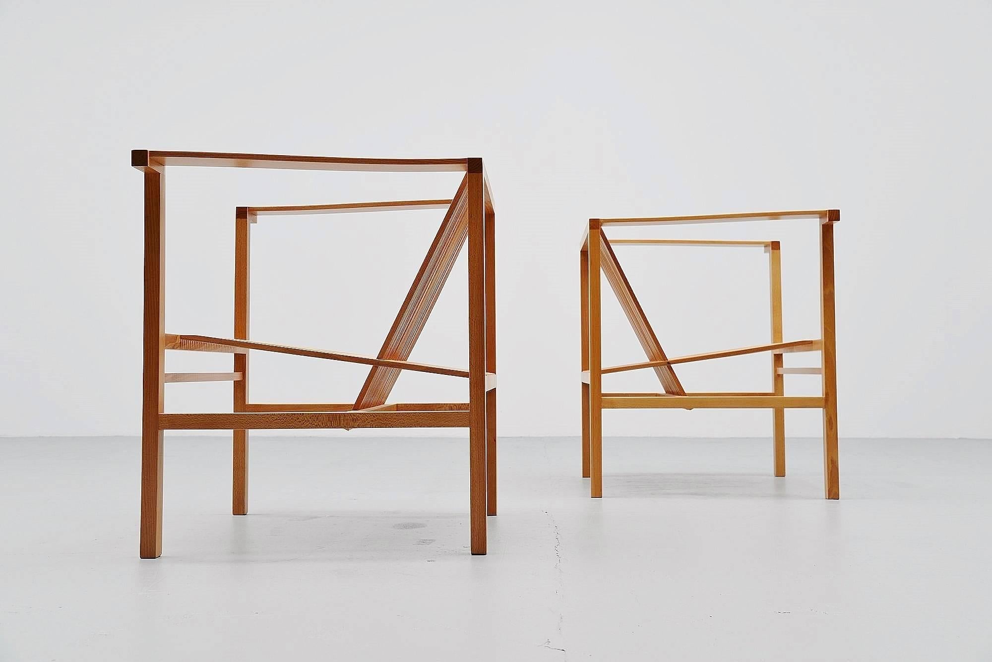 Ruud Jan Kokke High Slat Chairs Pair Metaform, 1984 In Excellent Condition In Roosendaal, Noord Brabant