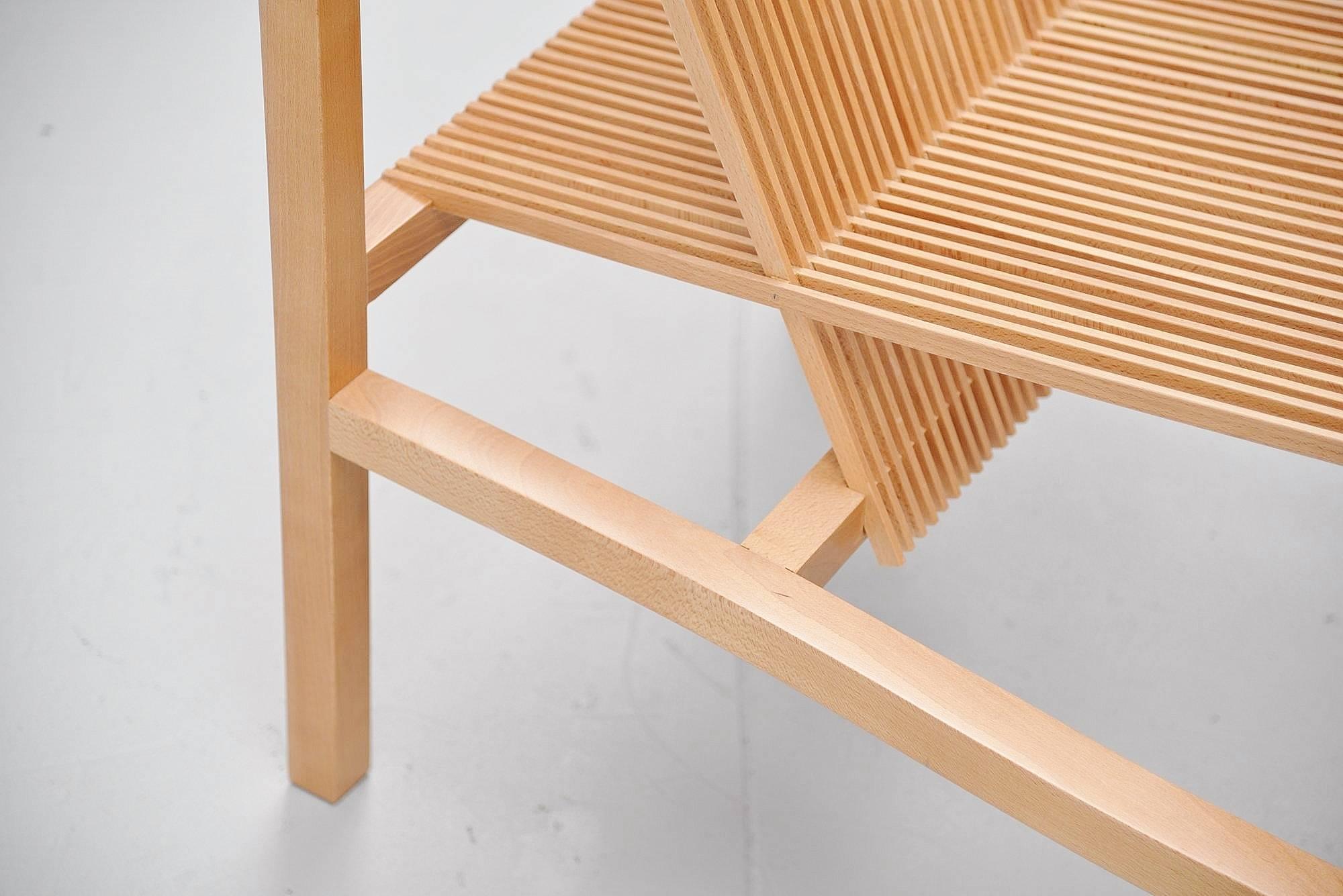 Beech Ruud Jan Kokke High Slat Chairs Pair Metaform, 1984