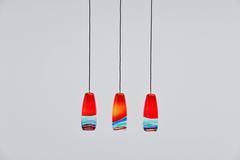 Massimo Vignelli Sigaro Pendant Lamps Red Venini, 1954