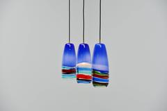 Massimo Vignelli Sigaro Pendant Lamps, Blue Venini, 1954