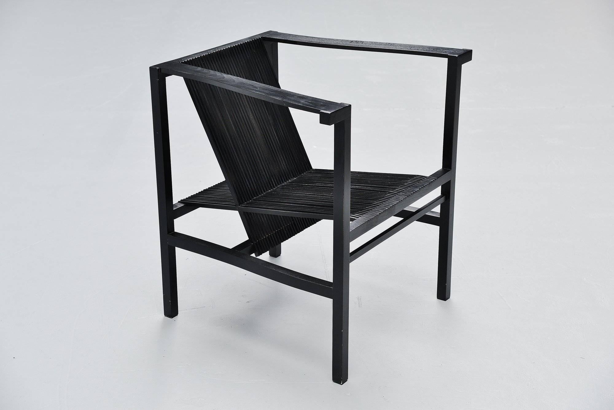 Ruud Jan Kokke Pair of Black High Slat Chairs, Metaform, 1984 In Excellent Condition In Roosendaal, Noord Brabant