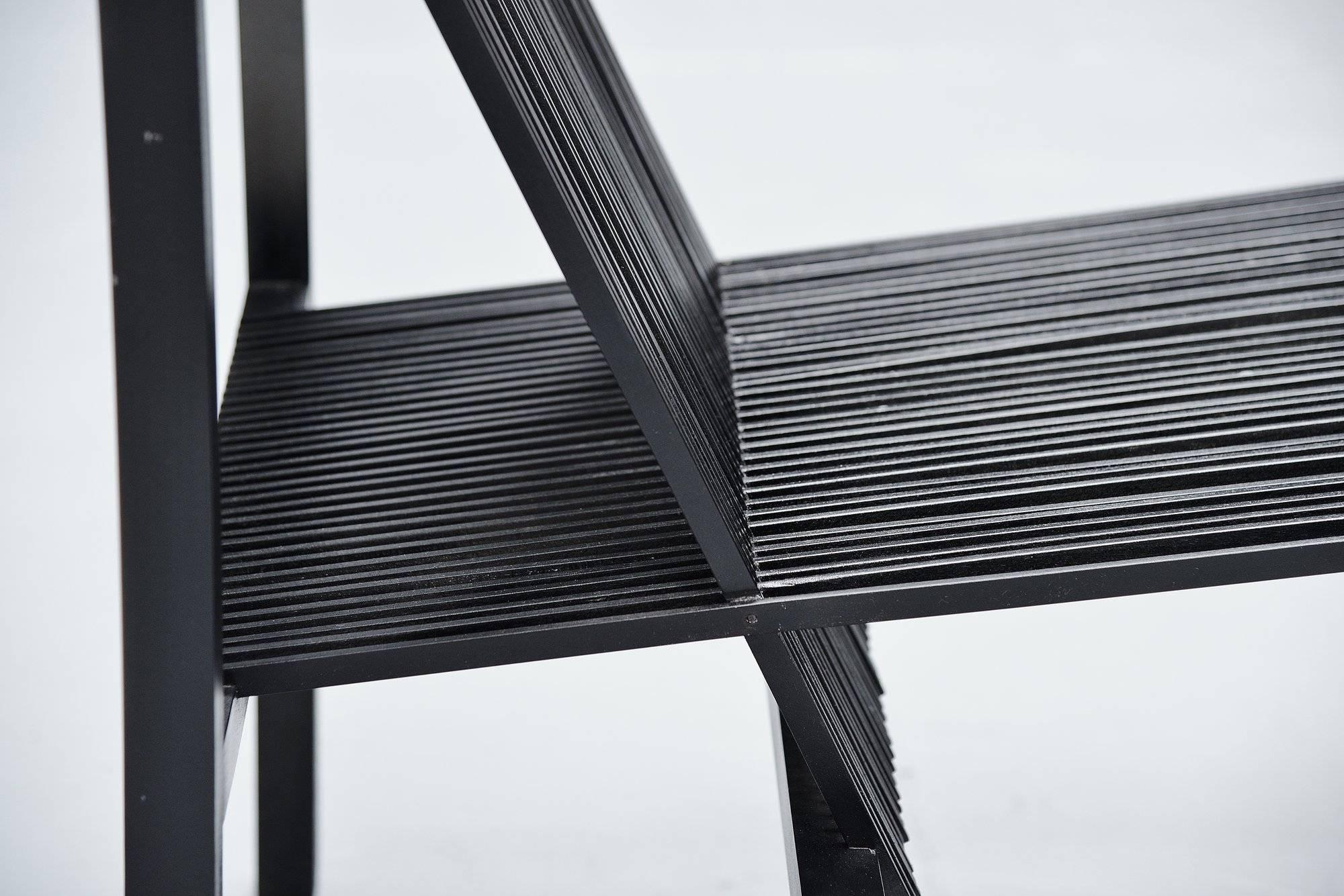 Late 20th Century Ruud Jan Kokke Pair of Black High Slat Chairs, Metaform, 1984