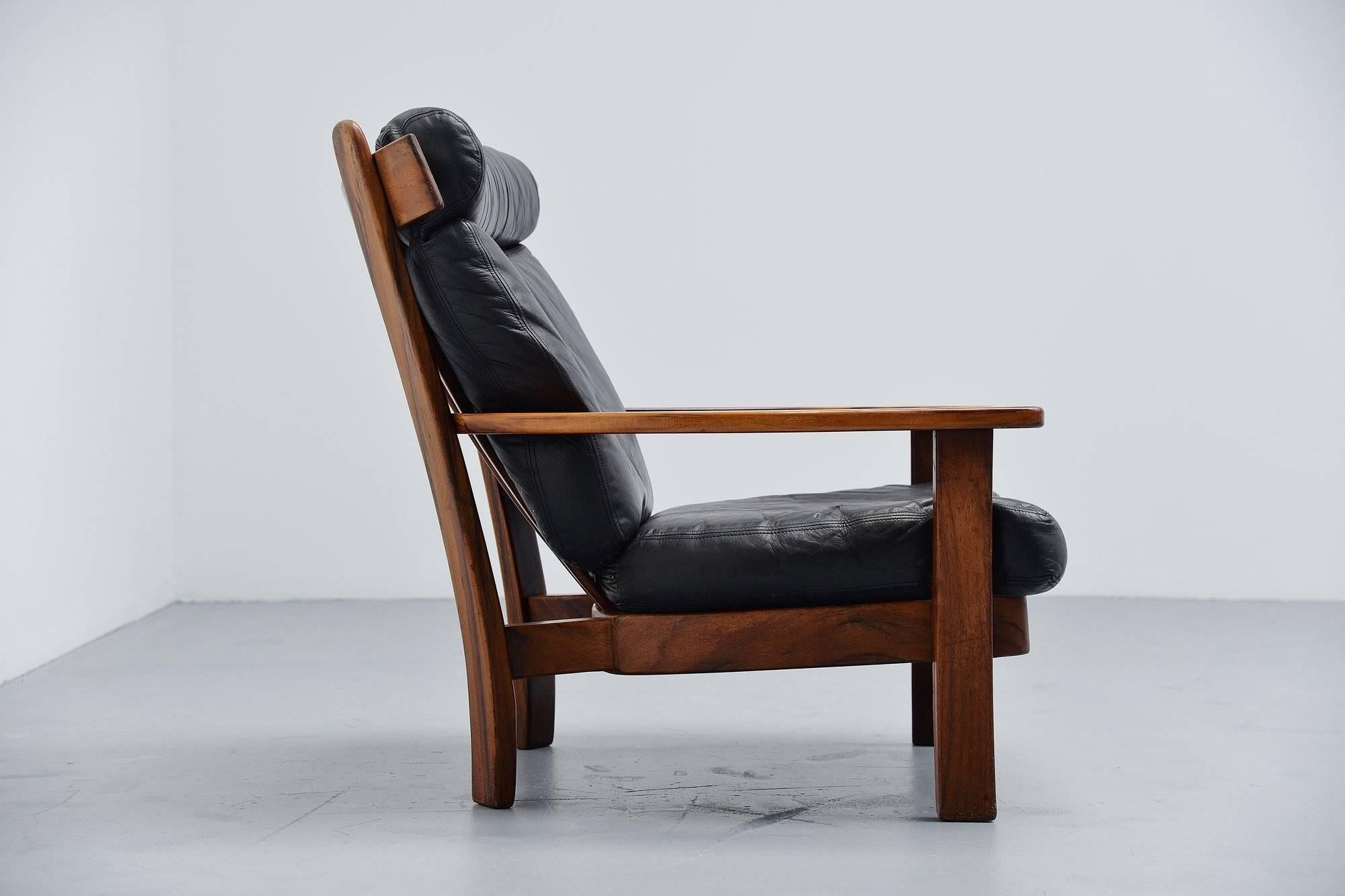 Brazilian Ox lounge Chair in Rosewood and Leather, 1960 In Good Condition In Roosendaal, Noord Brabant