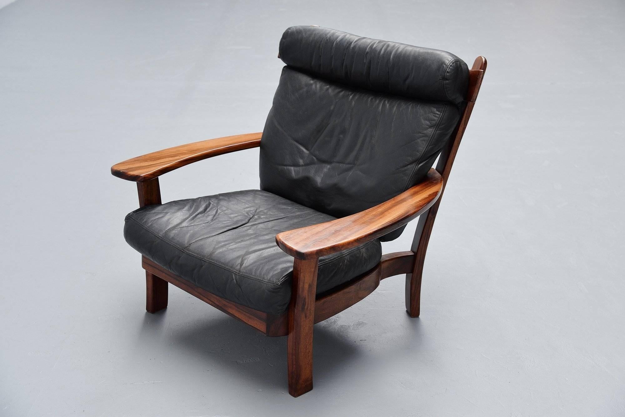 Brazilian Ox lounge Chair in Rosewood and Leather, 1960 1