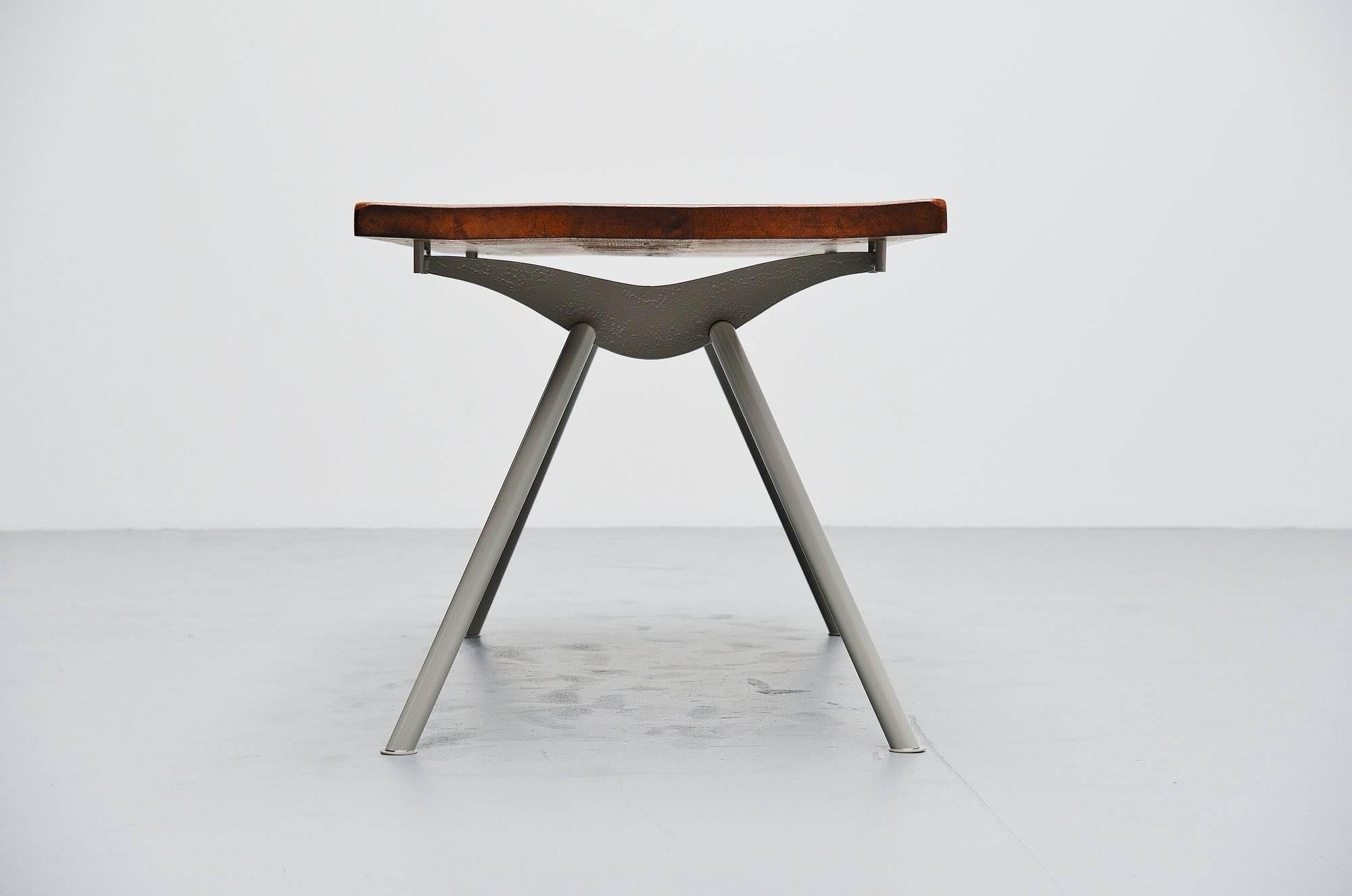 Mid-Century Modern Industrial Dining Table Prouve Perriand Style, France, 1960
